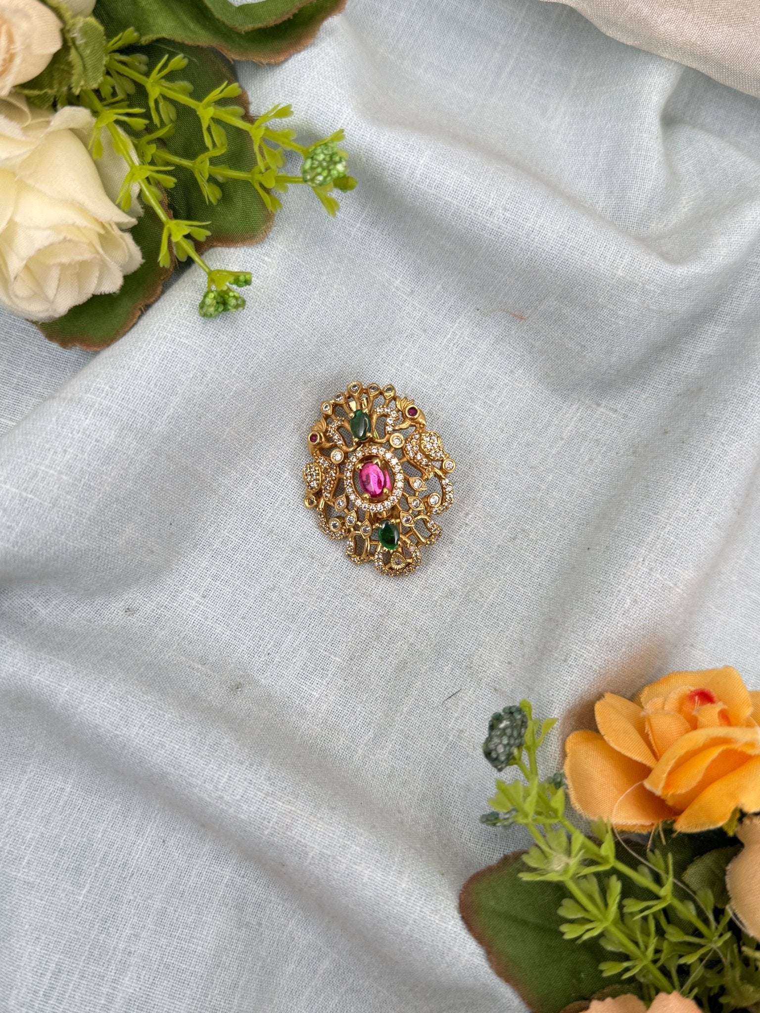 Royal Antique Stone Saree Pin Broach 2038 - Mahilas