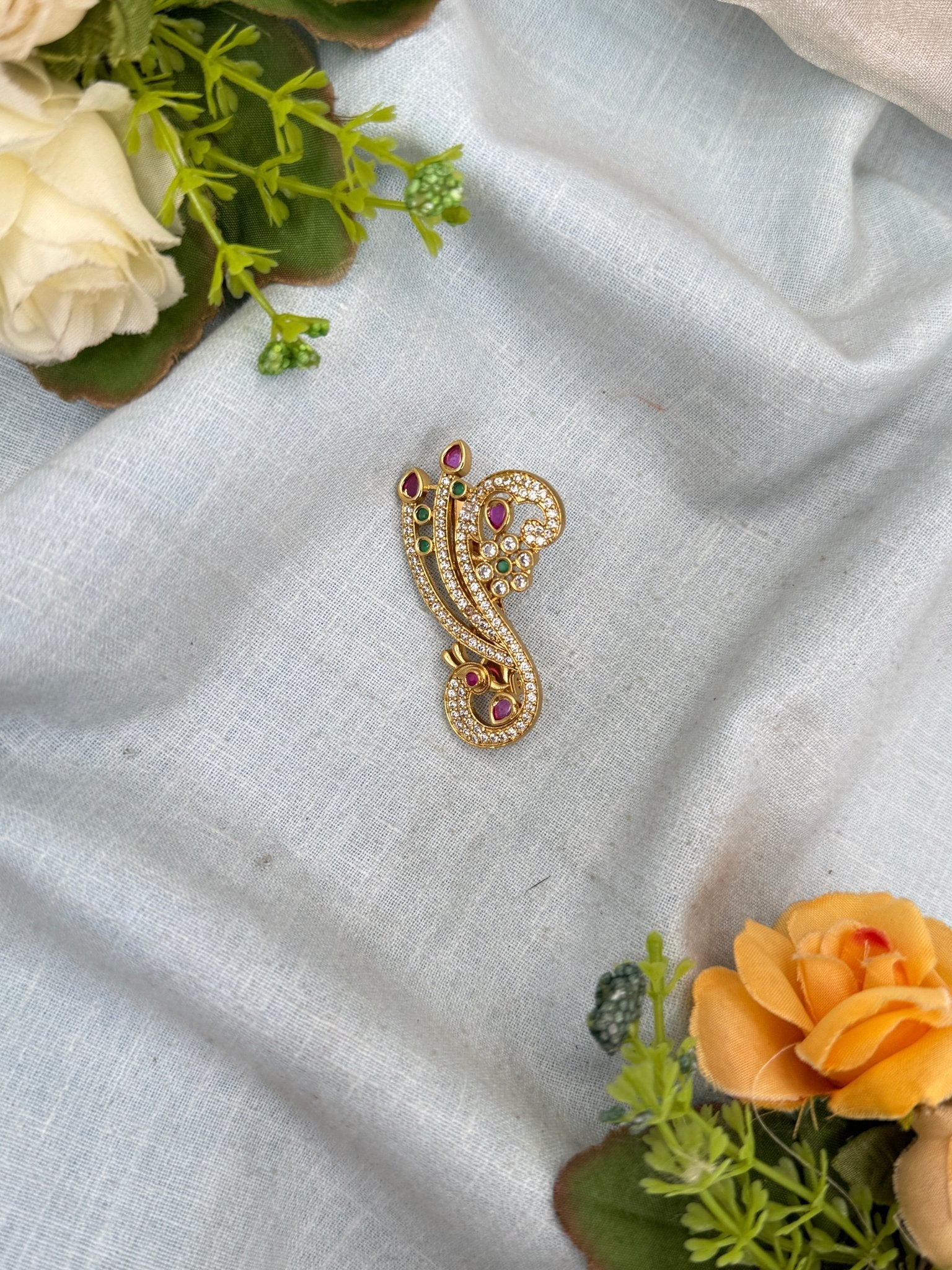 Royal Antique Stone Saree Pin Broach 2040 - Mahilas