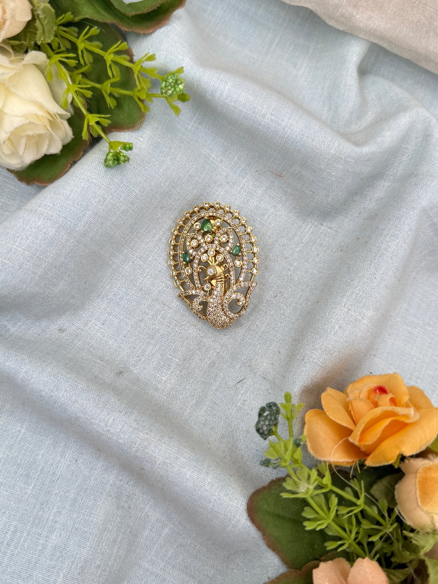 Royal Antique Stone Saree Pin Broach 2041 - Mahilas