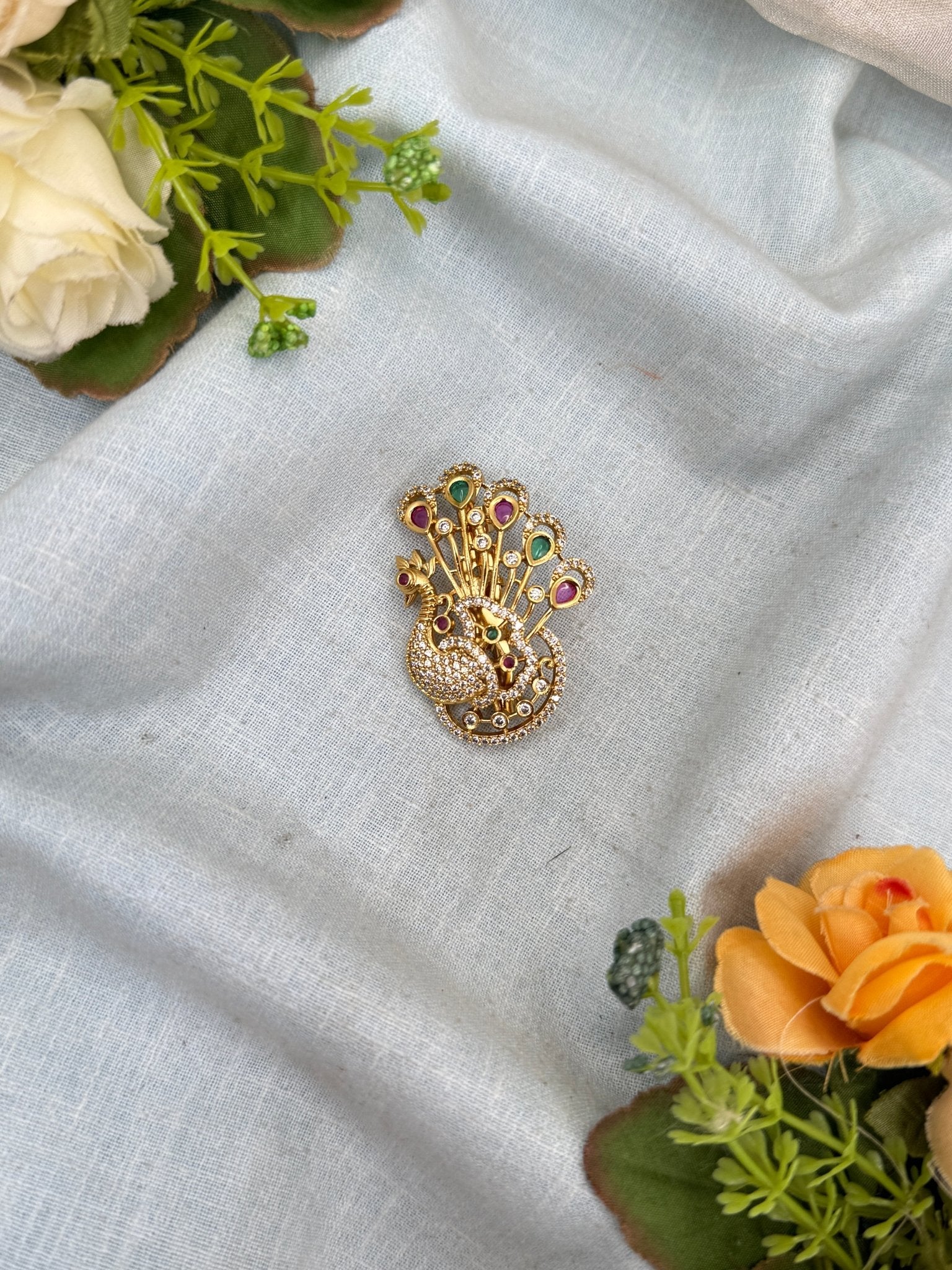 Royal Antique Stone Saree Pin Broach 2042 - Mahilas