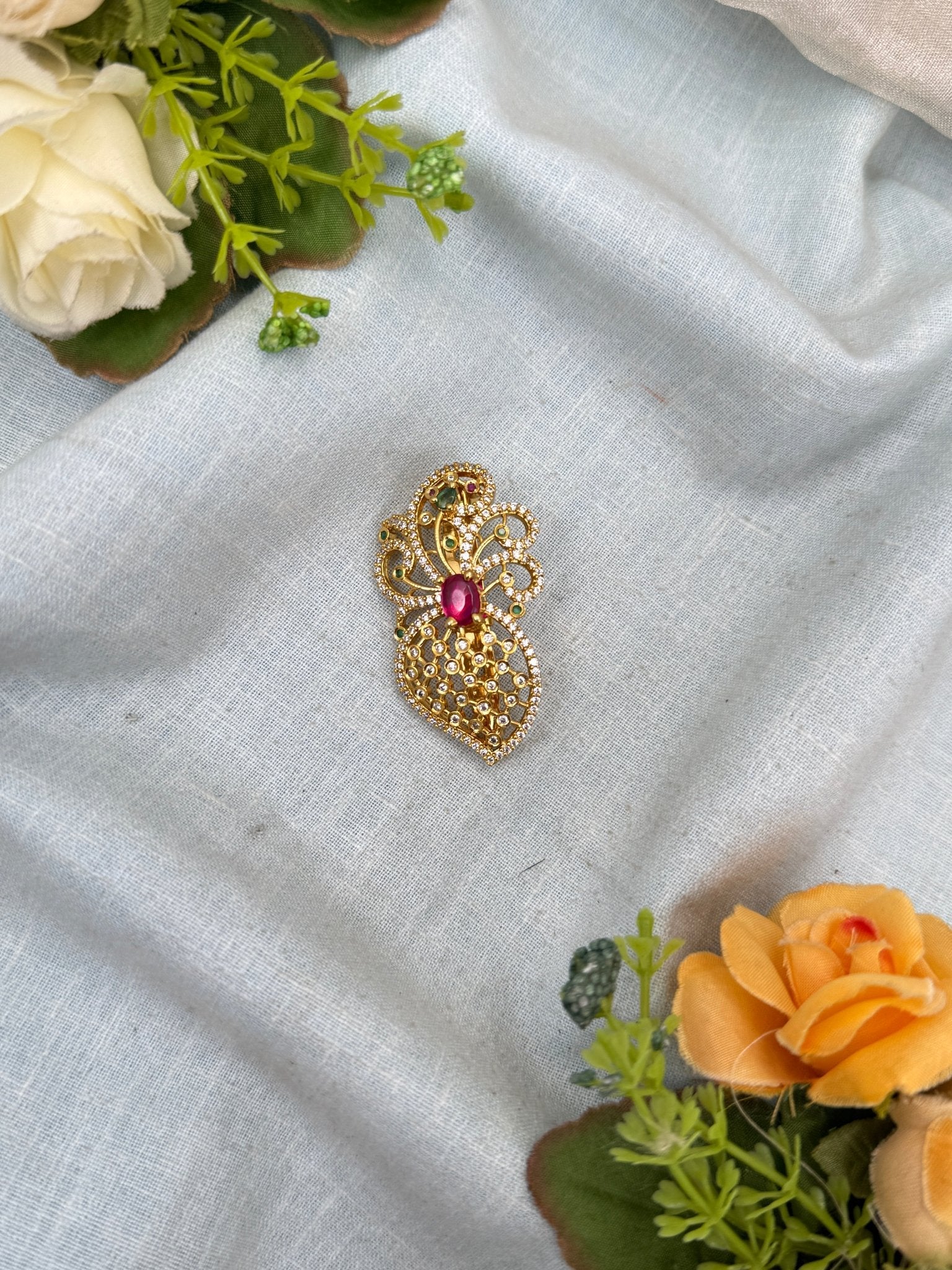 Royal Antique Stone Saree Pin Broach 2045 - Mahilas