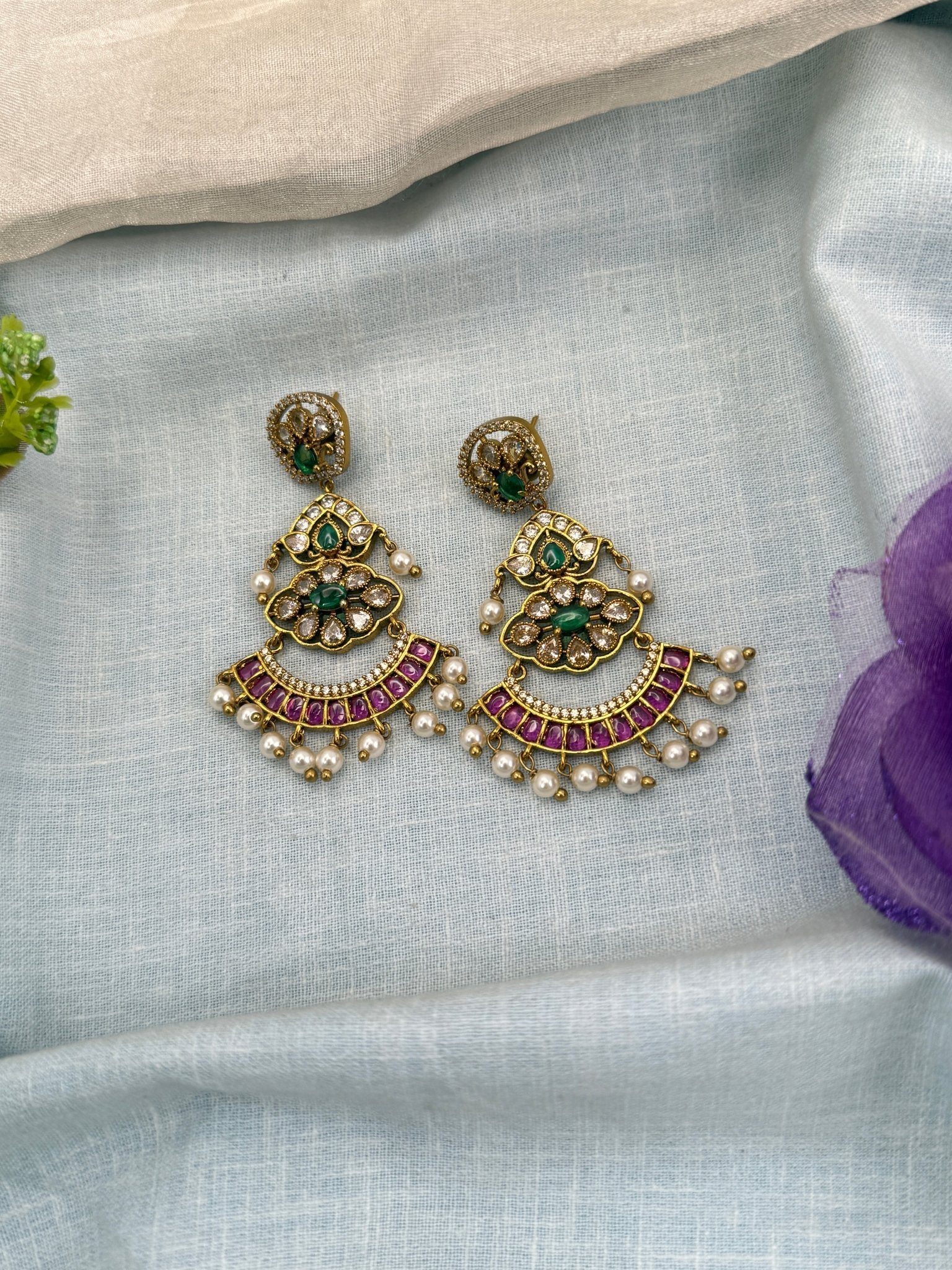 Royal Antique Victorian Chandbali Earrings 0943 - Mahilas