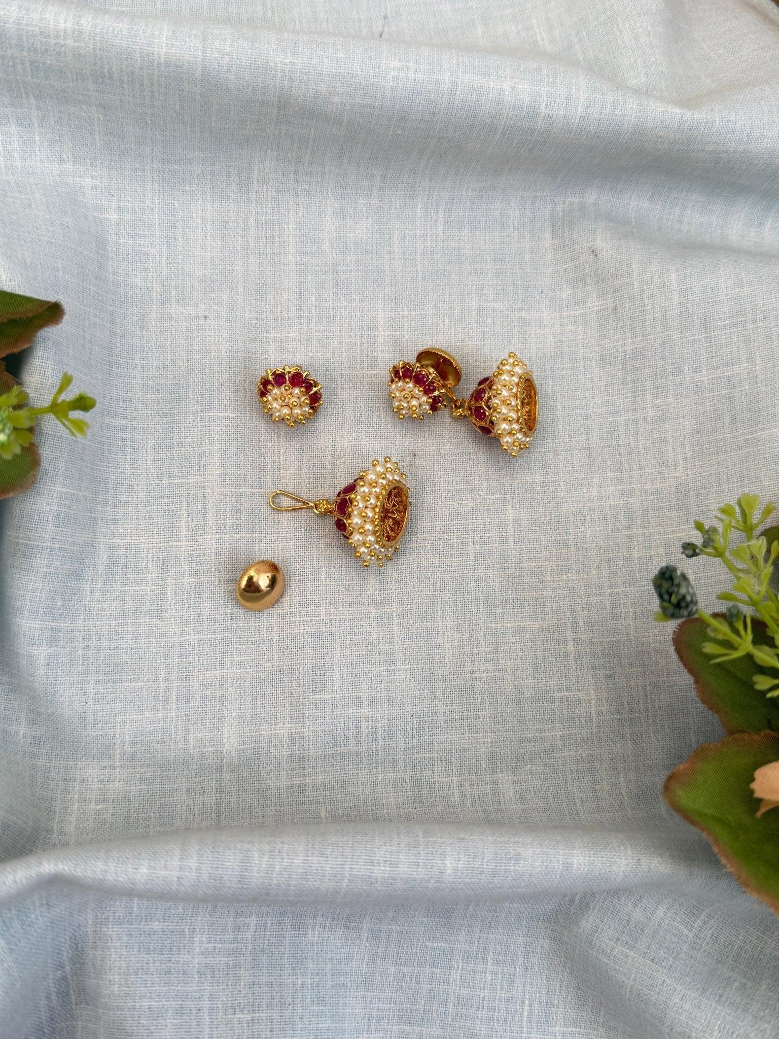 Royal Bellimoda Jhumka Stud Detachable Earrings 0630 - Mahilas