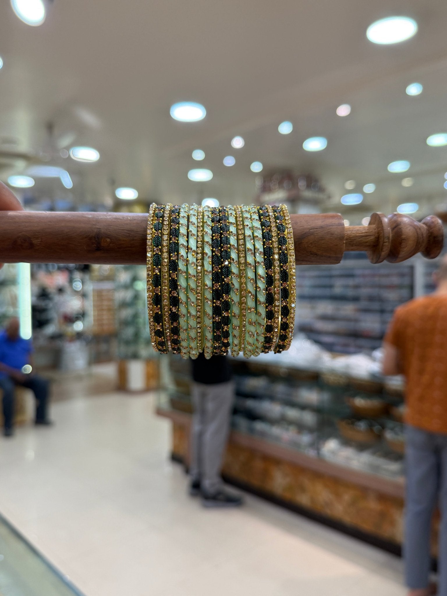 Royal Bottle Green and Pista Glass Bangle Set 5316 - Mahilas