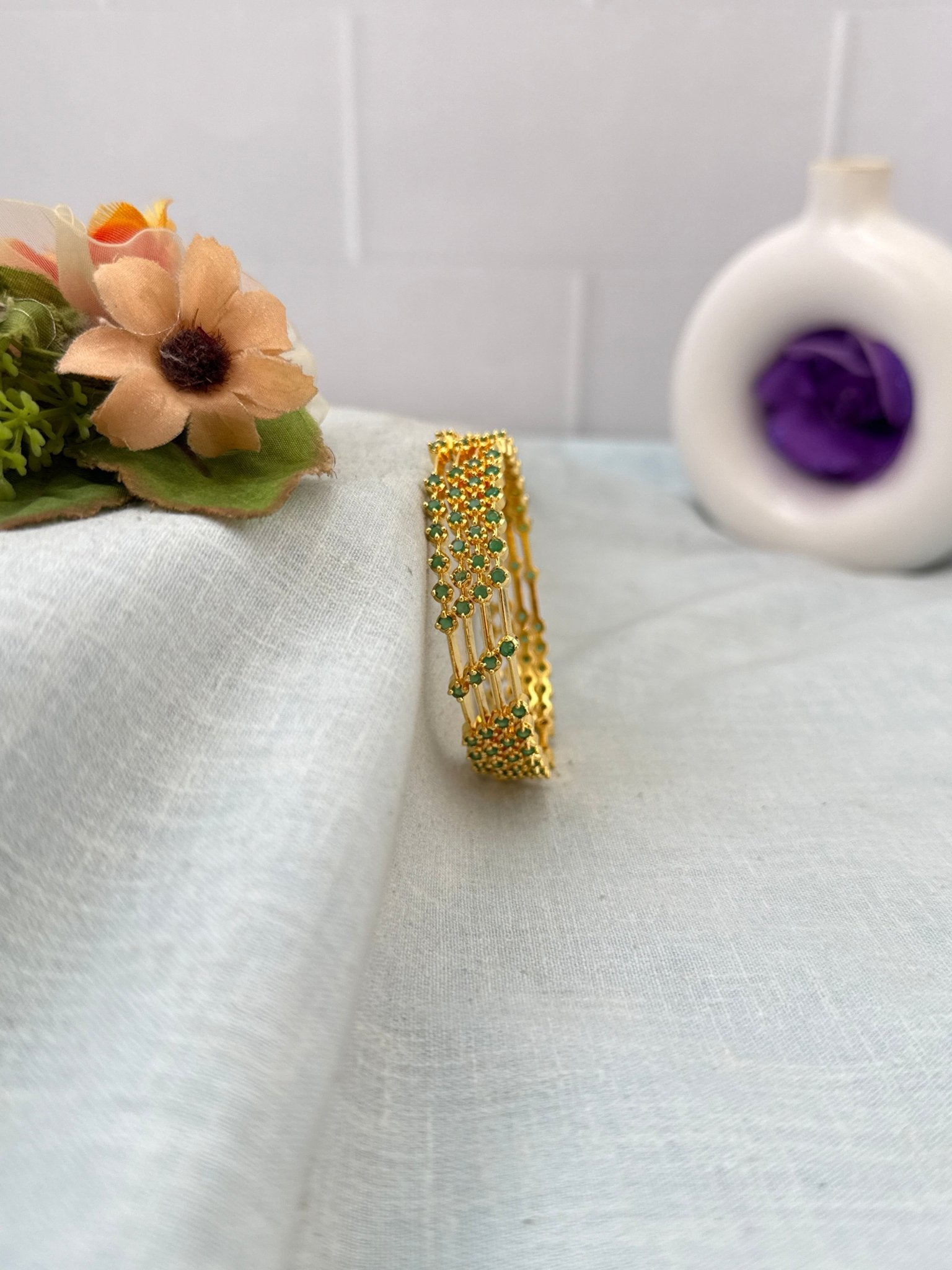 Royal Gold Like Stone Bangles 7178 - Mahilas