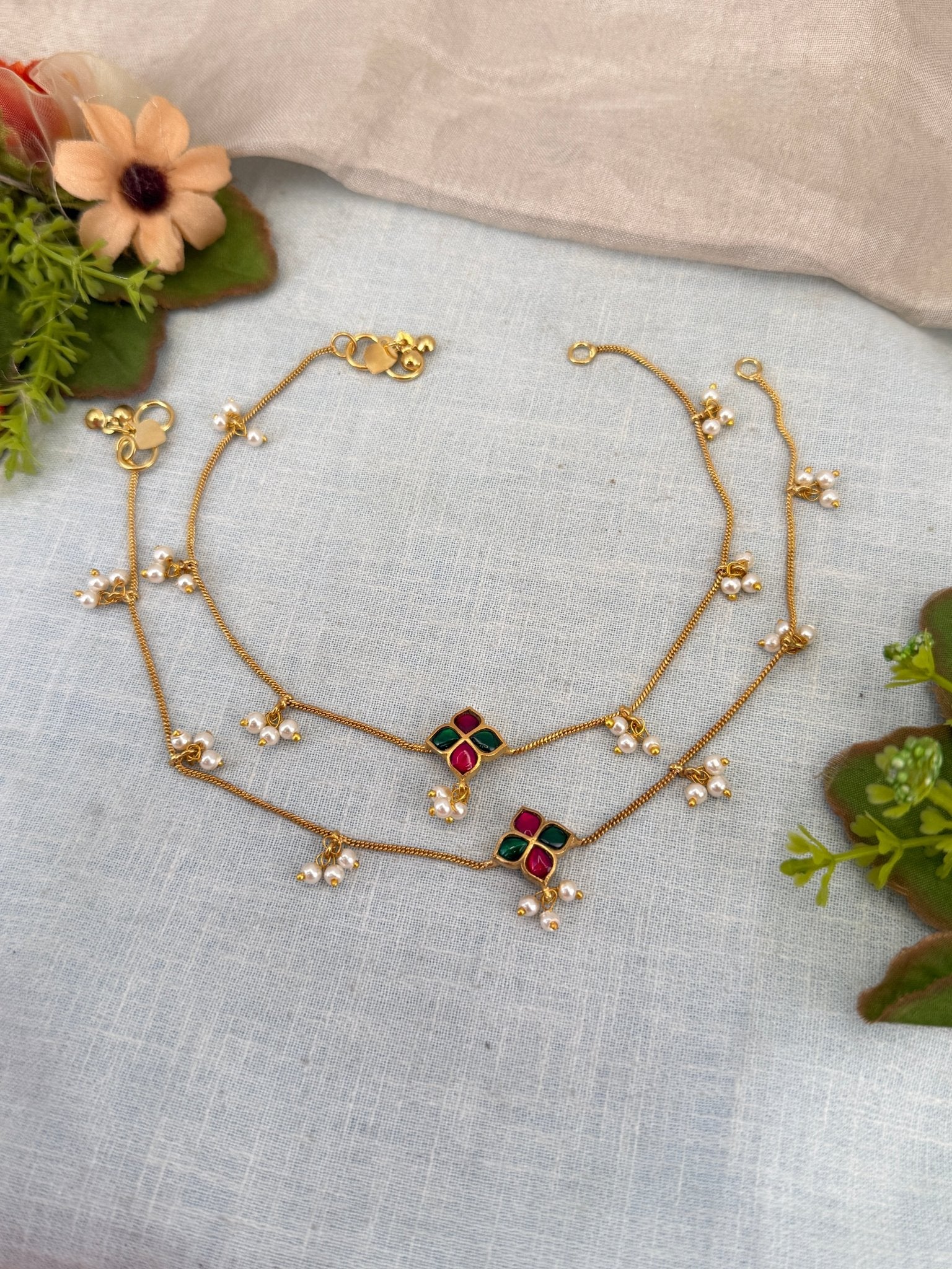 Royal Jadau kundan Anklet Payal 0335 - Mahilas