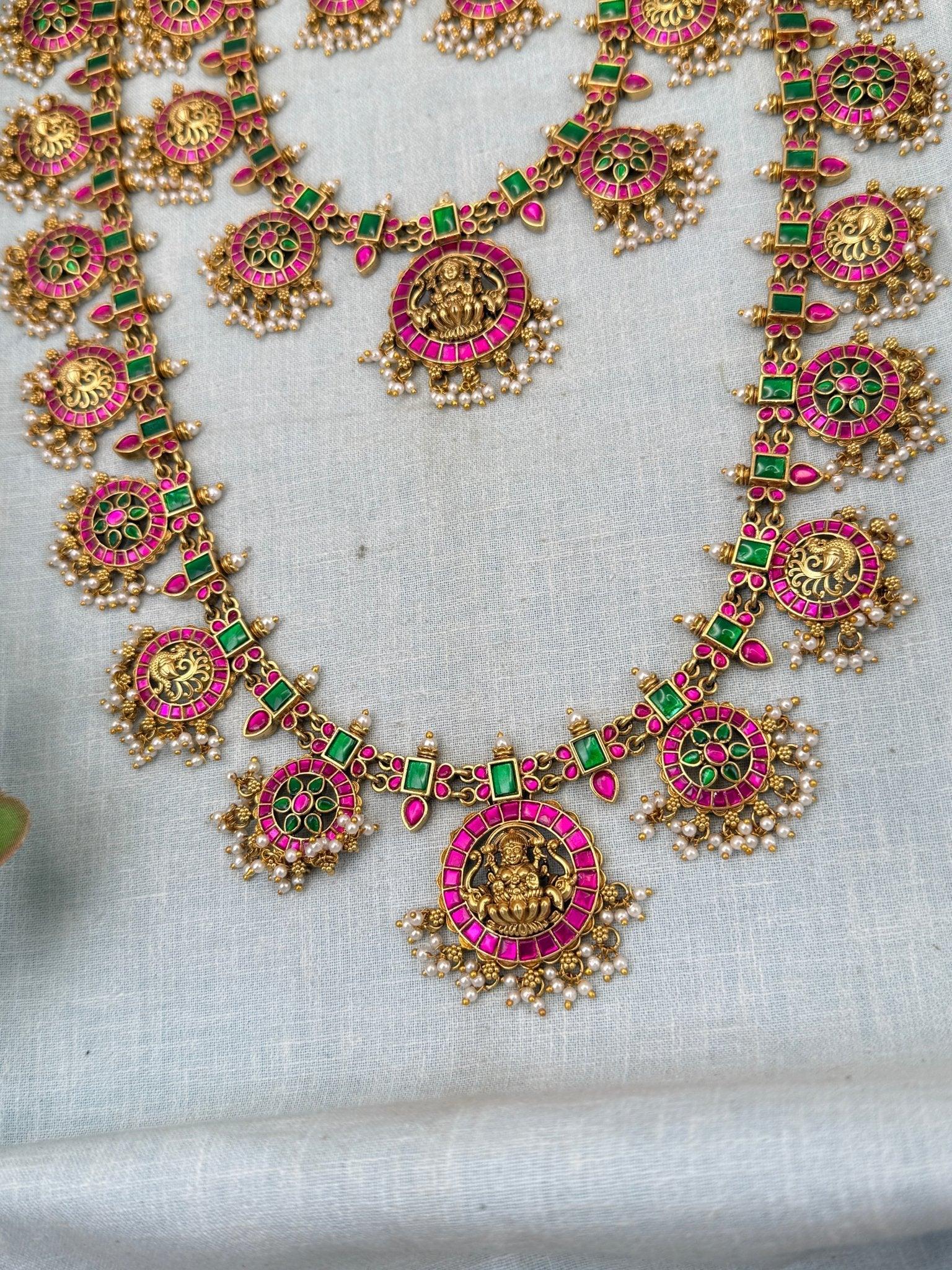 Royal Jadau Kundan Bottumala Style Semi Bridal Necklace Set 582 - Mahilas
