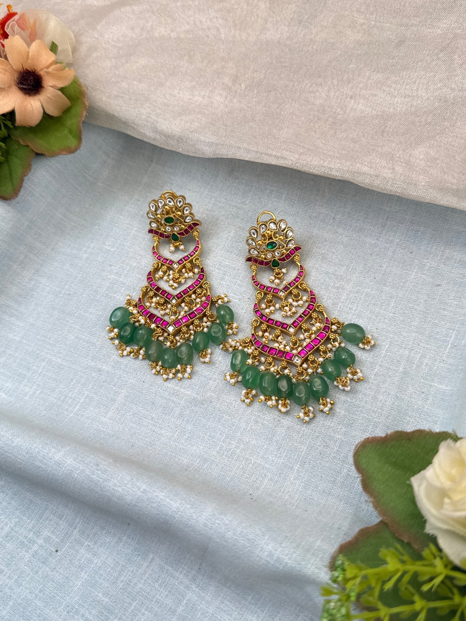 Royal Jadau Kundan Chandbali Earrings 0583 - Mahilas