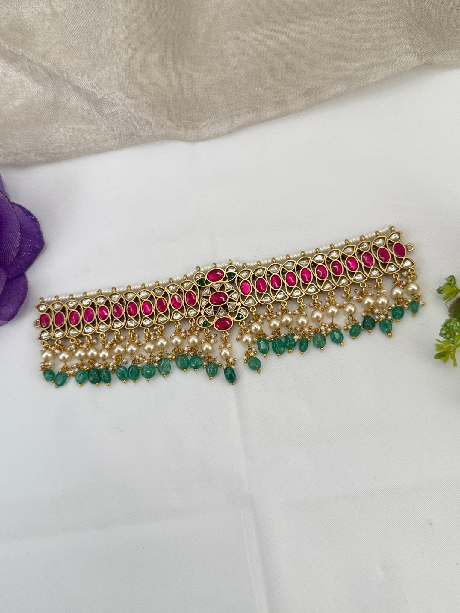 Royal Jadau Kundan Choker Necklace Set 0993 - Mahilas