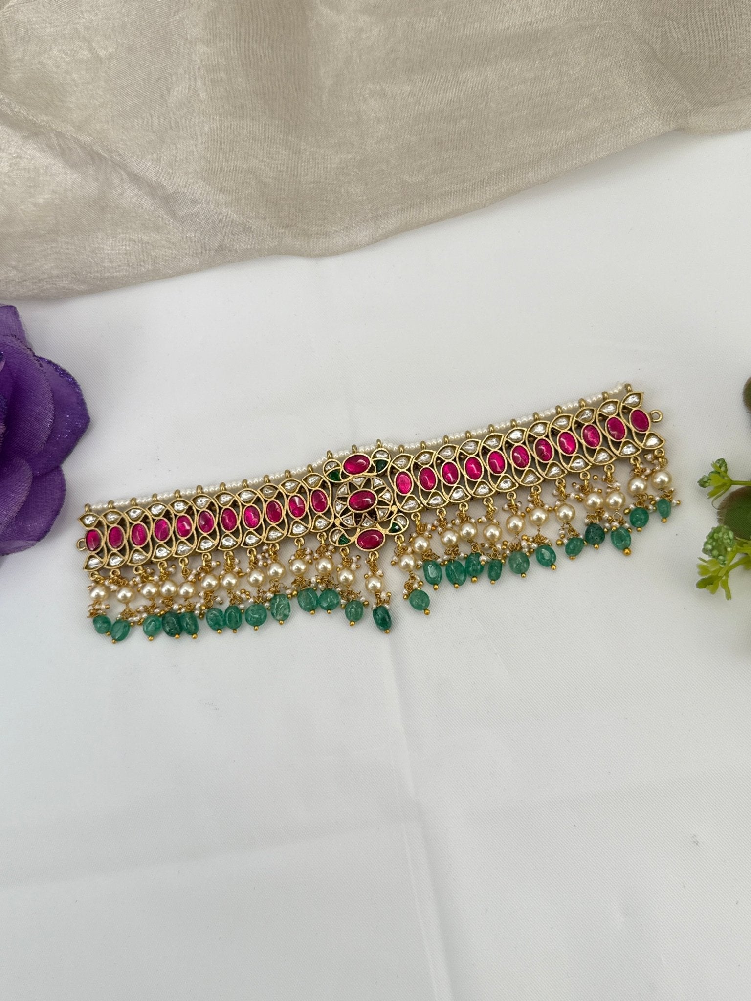 Royal Jadau Kundan Choker Necklace Set 0993 - Mahilas