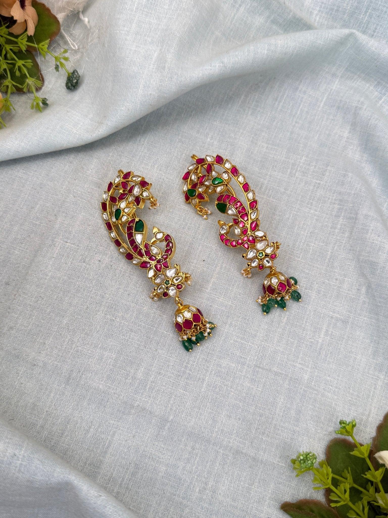 Royal Jadau Kundan Earcuff Earrings Jhumka 0575 - Mahilas
