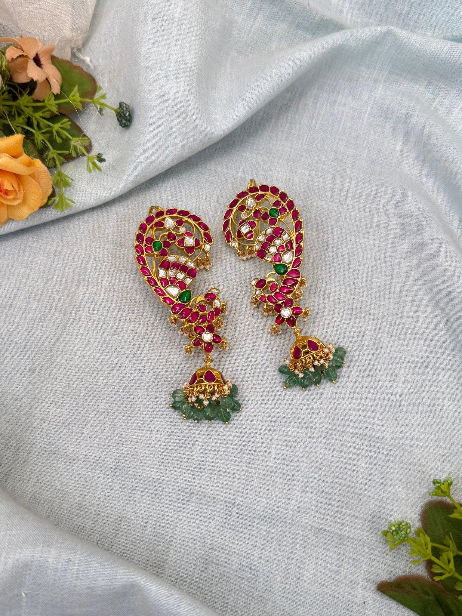 Royal Jadau Kundan Earcuff Earrings Jhumka 0576 - Mahilas