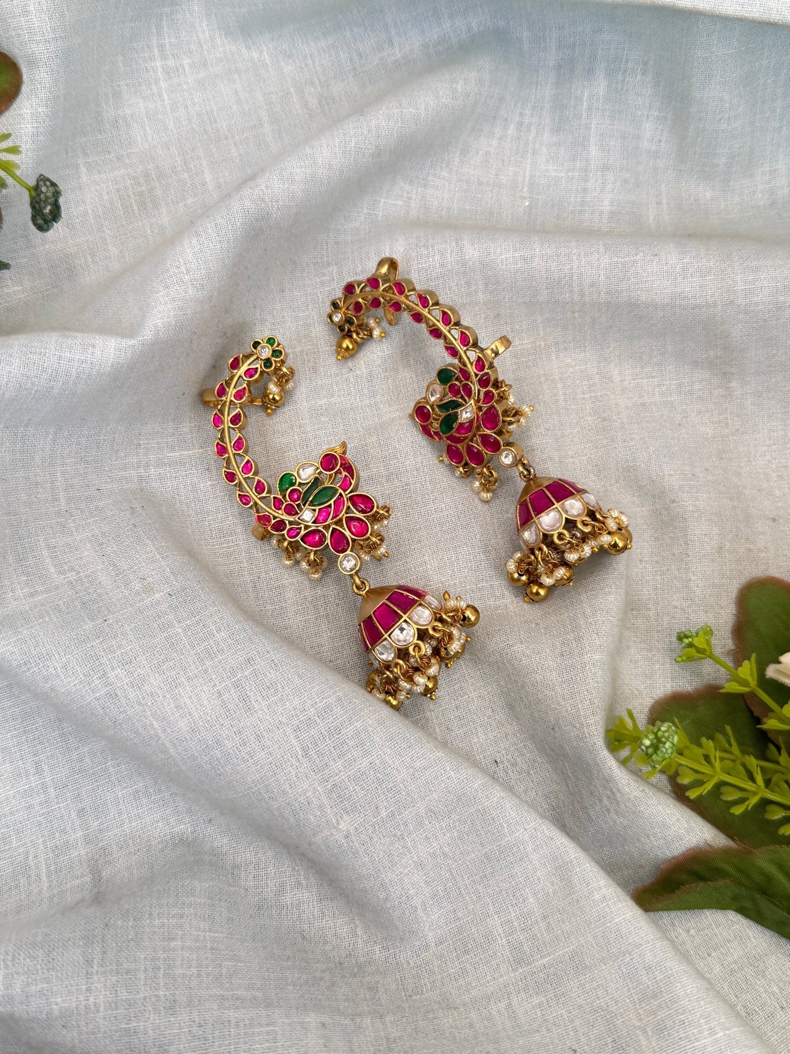 Royal Jadau Kundan Earcuff Earrings Jhumka 0578 - Mahilas