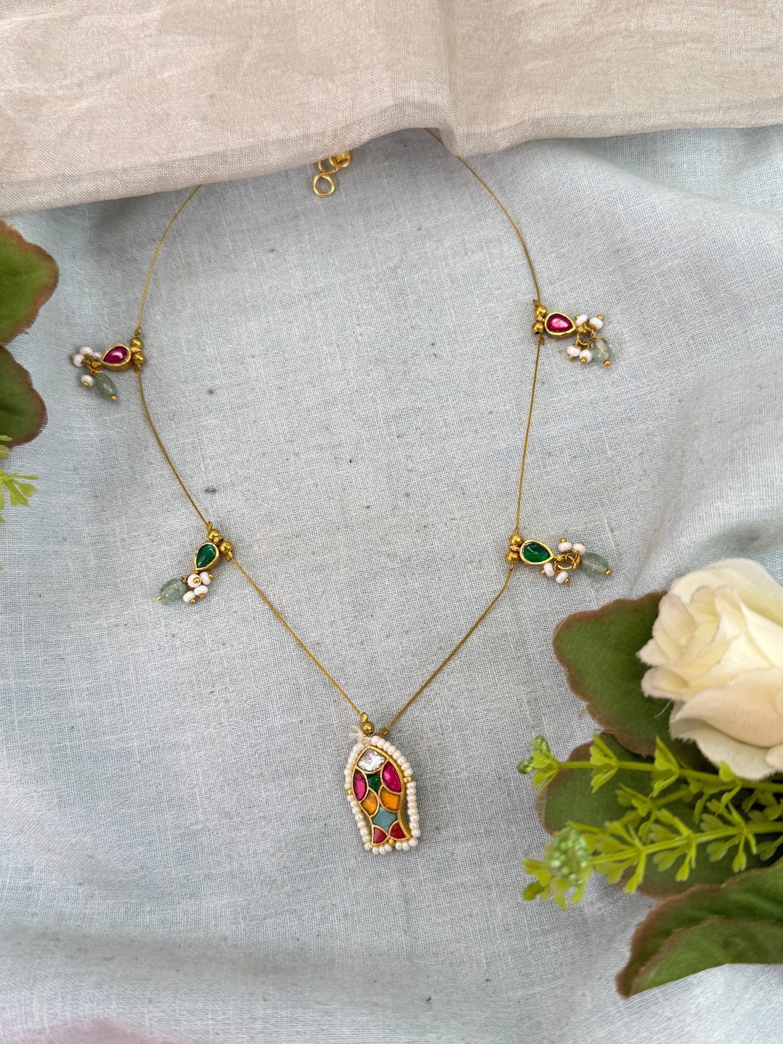 Royal Jadau Kundan Invisible Chain Necklace 1002 - Mahilas
