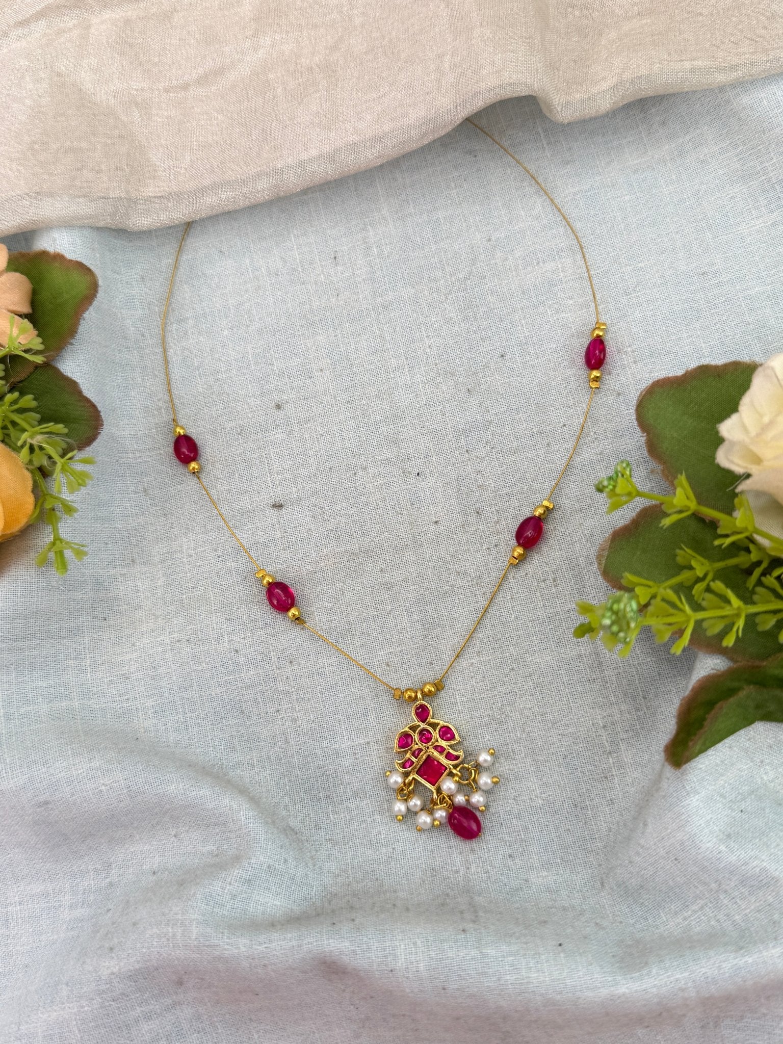 Royal Jadau Kundan Invisible Chain Necklace 1020 - Mahilas