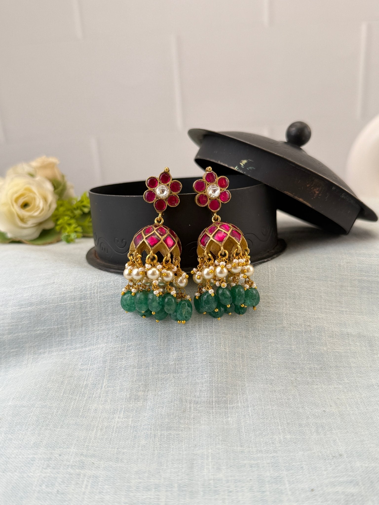 Royal Jadau Kundan Jhumka Earrings 0588 - Mahilas