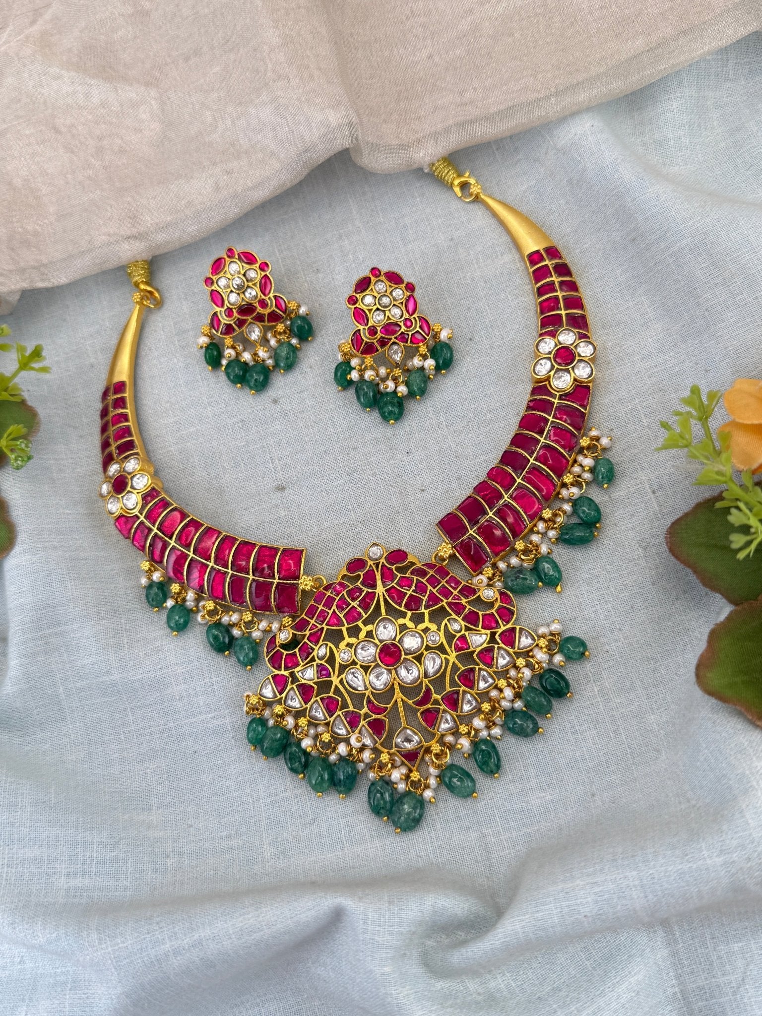 Royal Jadau Kundan Kanti Style Necklace Set 0999 - Mahilas