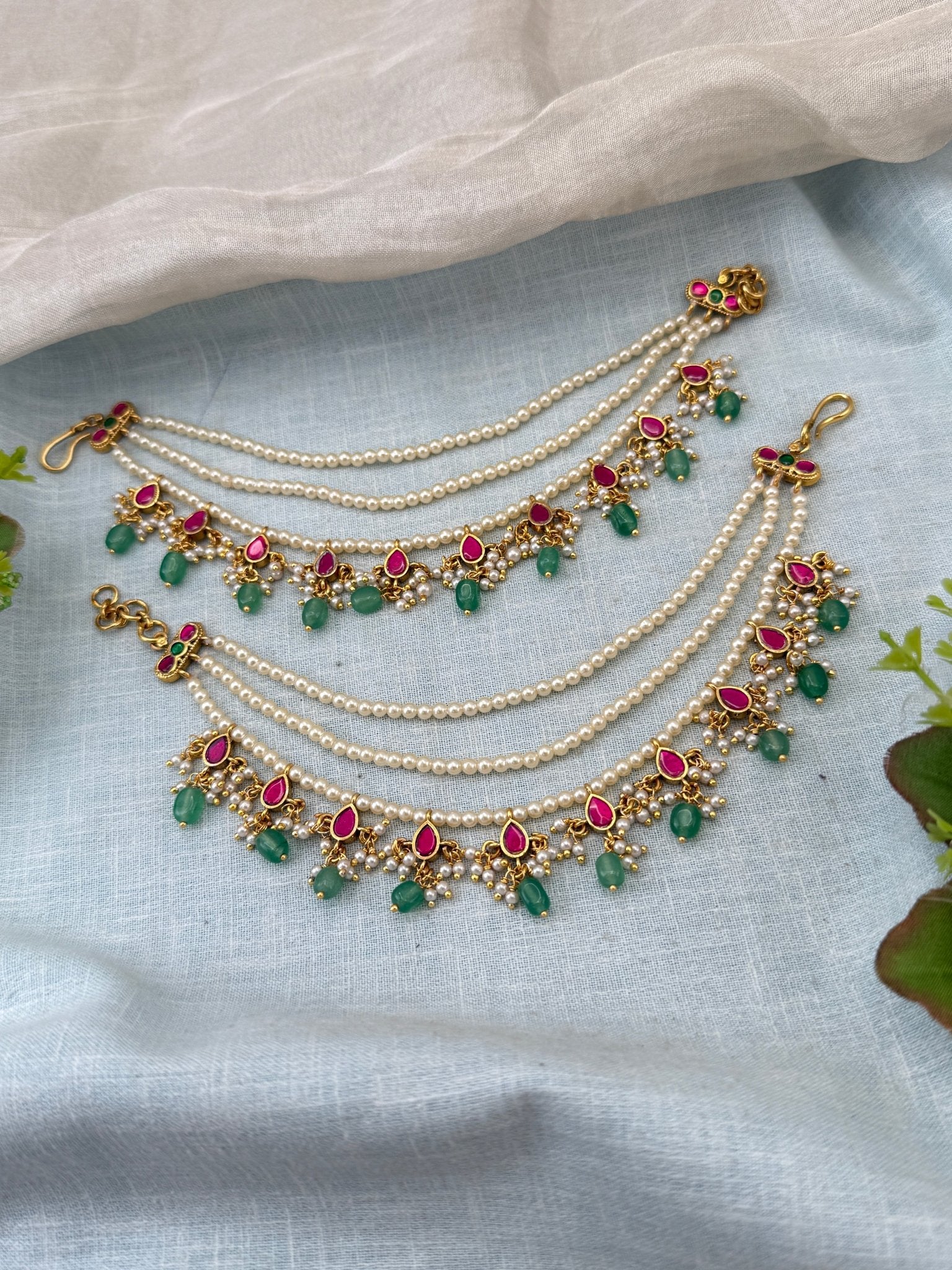 Royal Jadau Kundan Layer Maatal Earchain 529 - Mahilas