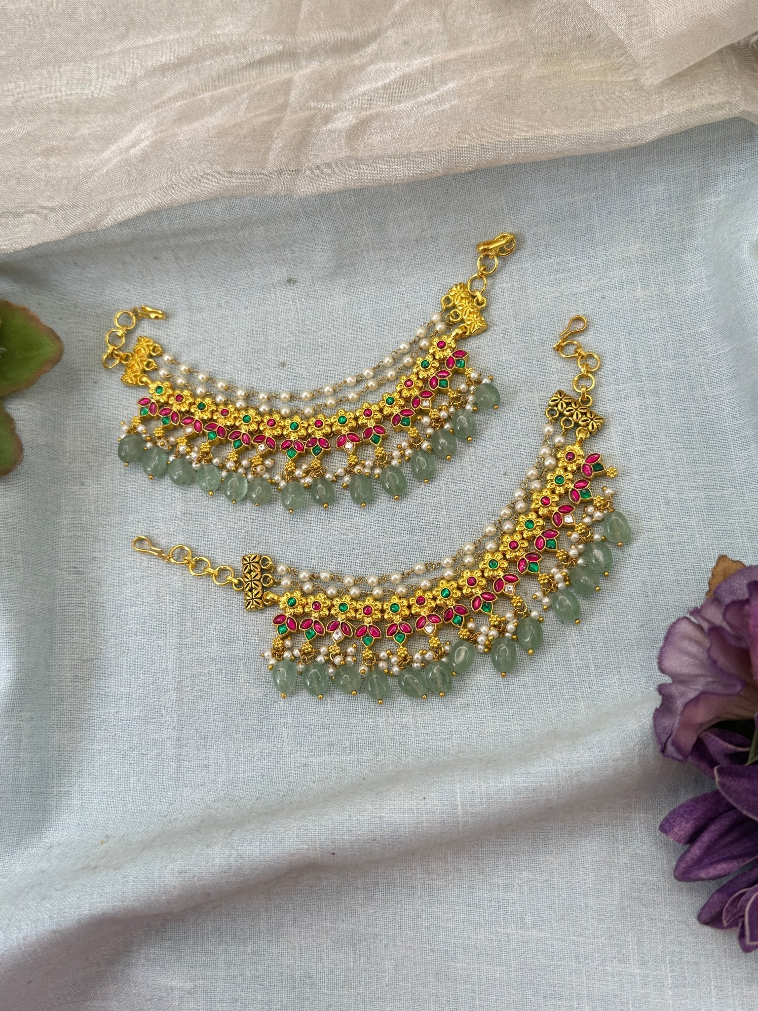 Royal Jadau Kundan Maatal Earchain 526 - Mahilas