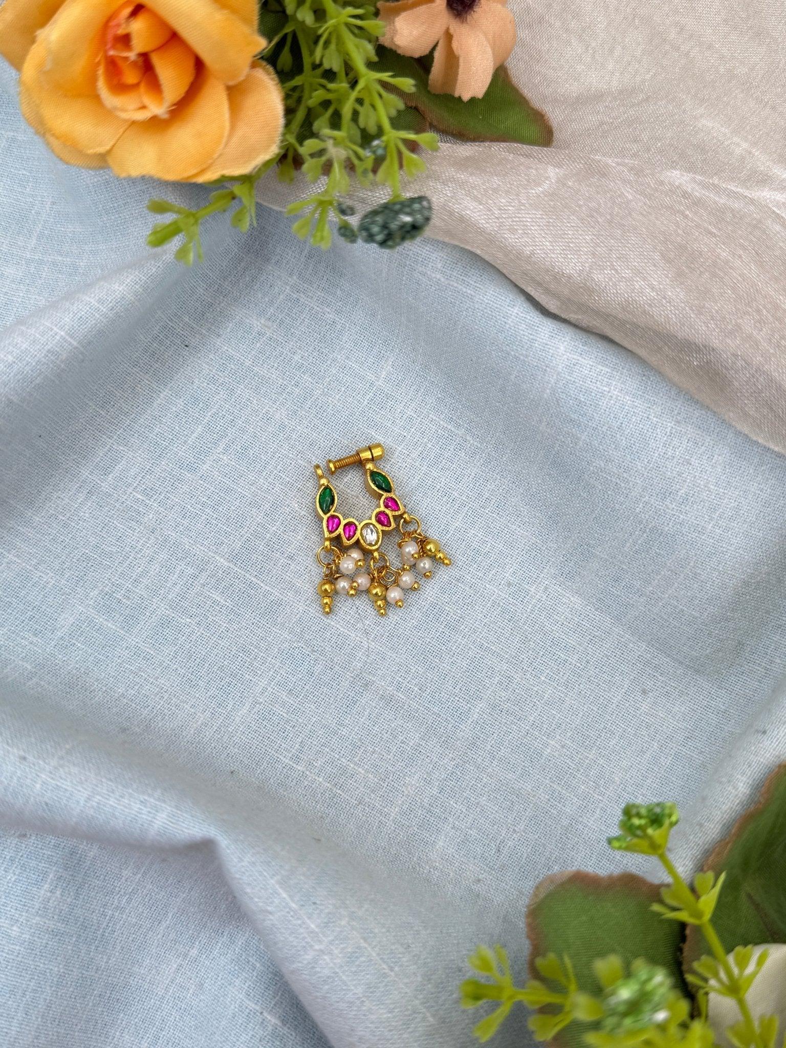 Royal Jadau Kundan Nathu Nose Pin 132 - Mahilas
