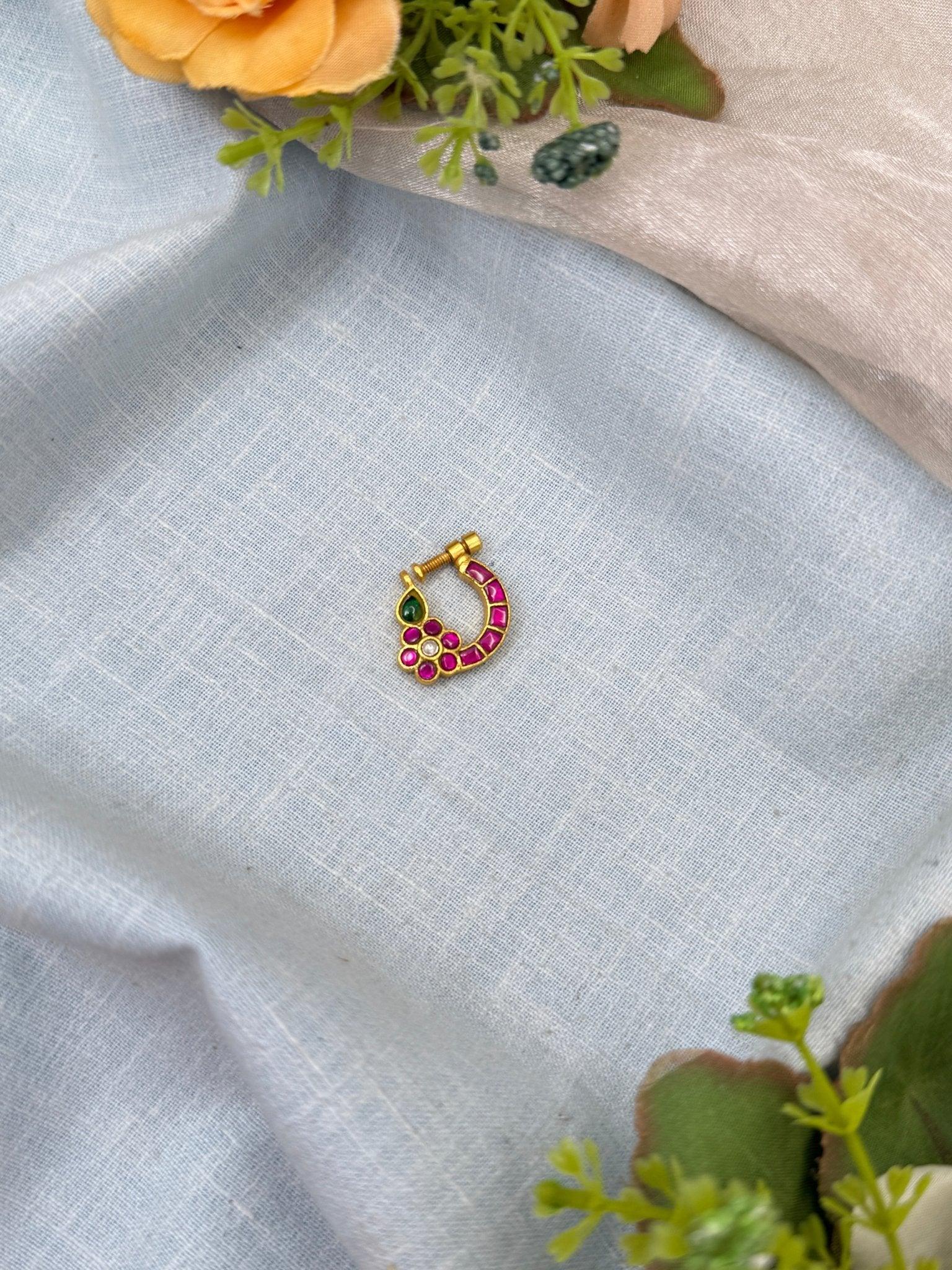 Royal Jadau Kundan Nathu Nose Pin 140 - Mahilas