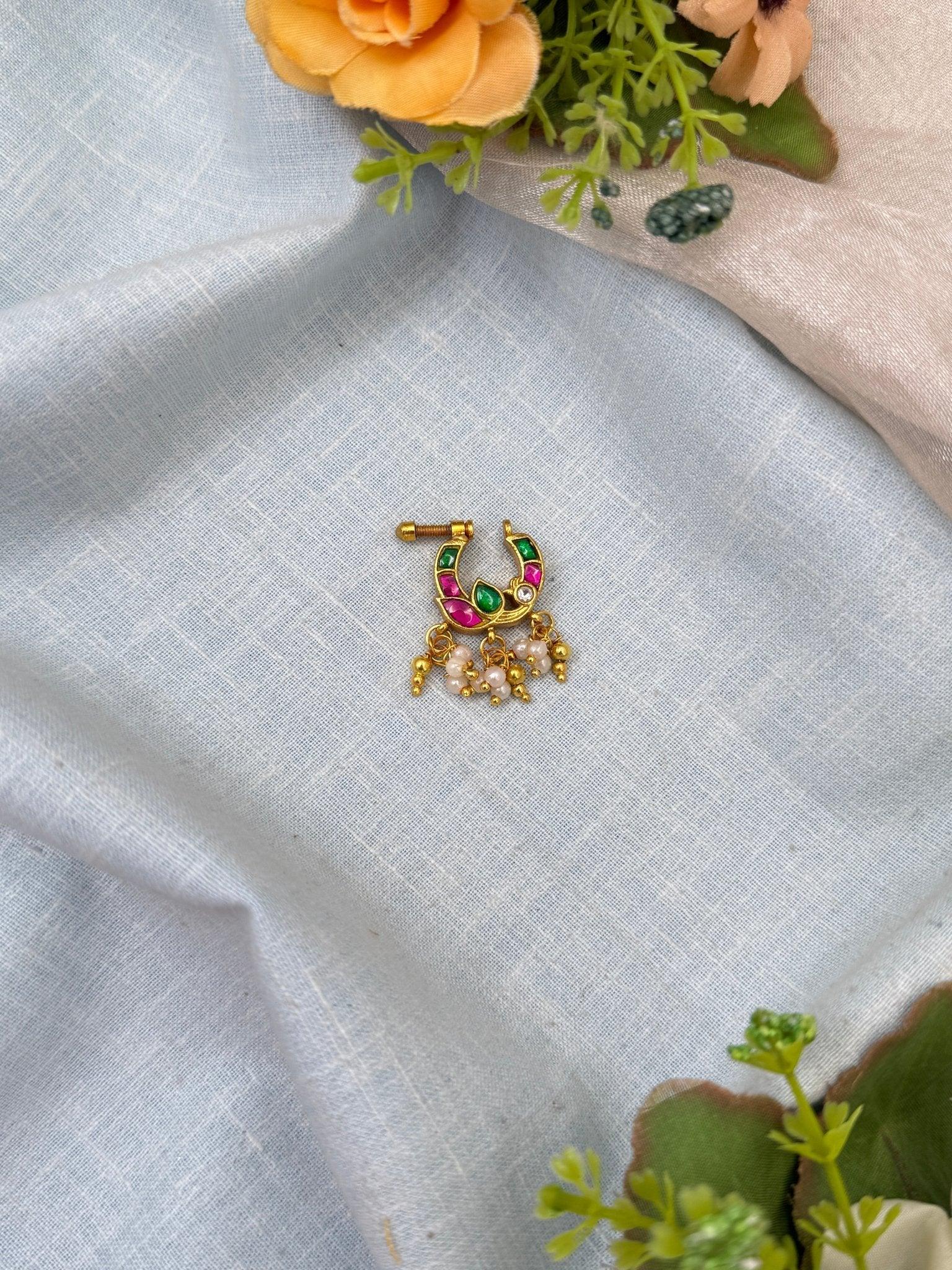 Royal Jadau Kundan Nathu Nose Pin 142 - Mahilas