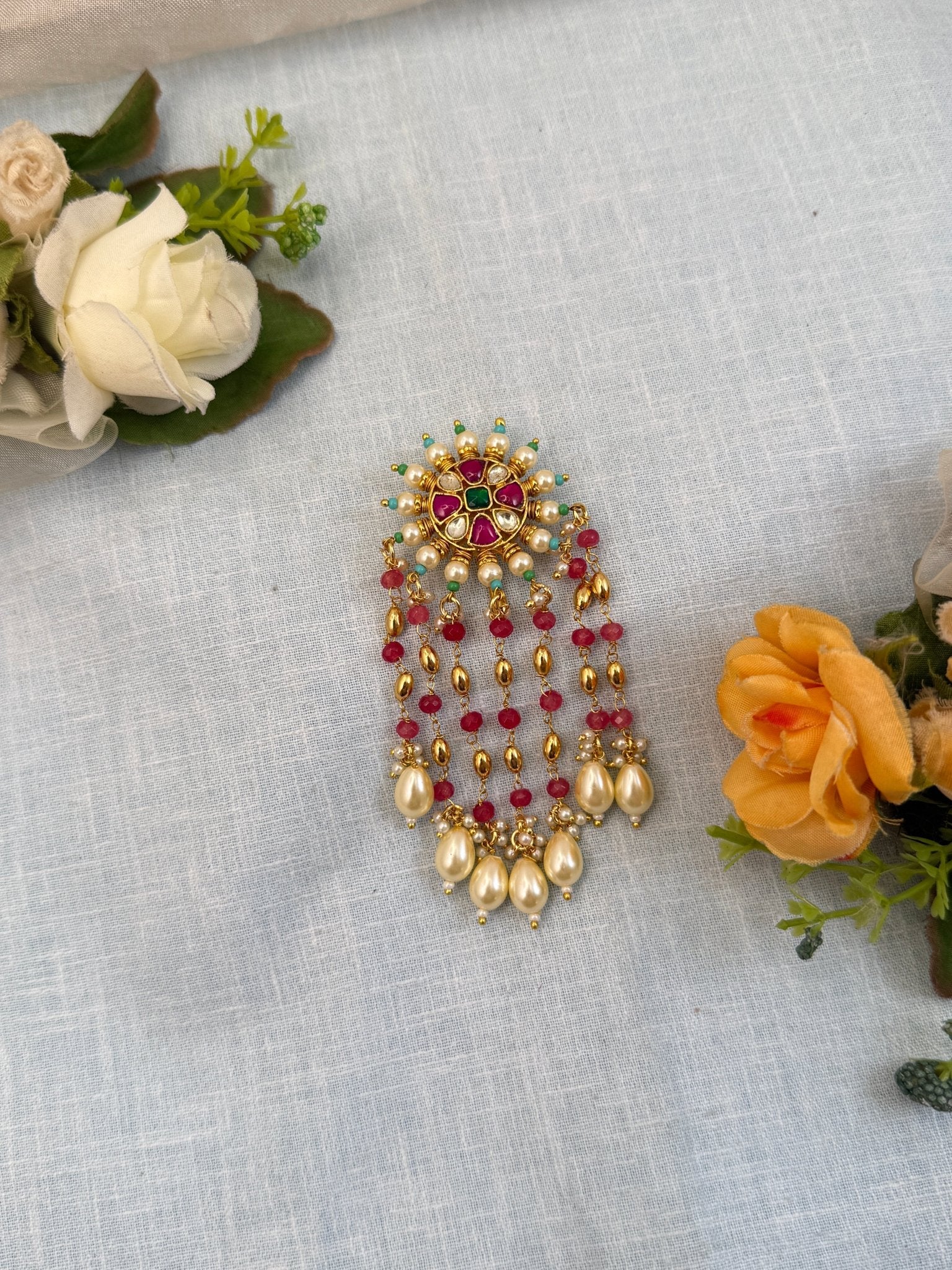 Royal Jadau Kundan Pearl Layer Small Jadebille 346 - Mahilas