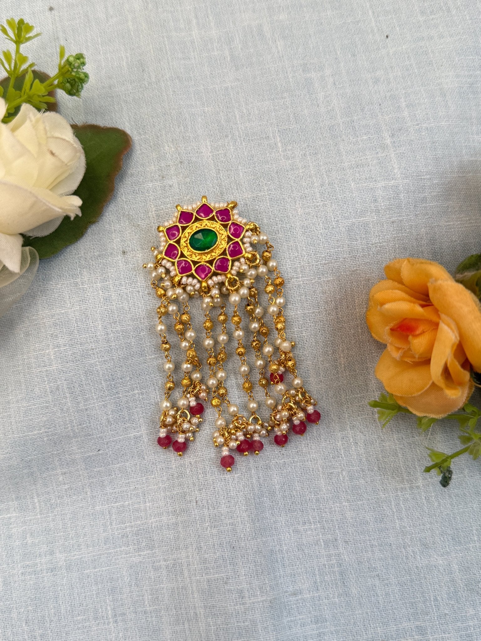 Royal Jadau Kundan Pearl Layer Small Jadebille 352 - Mahilas