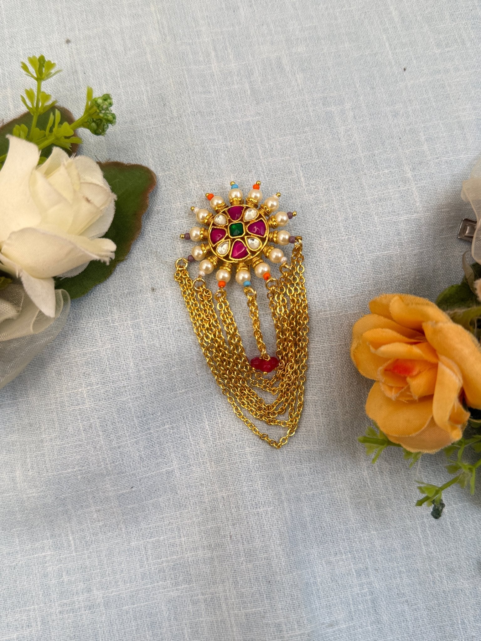 Royal Jadau Kundan Pearl Layer Small Jadebille 353 - Mahilas