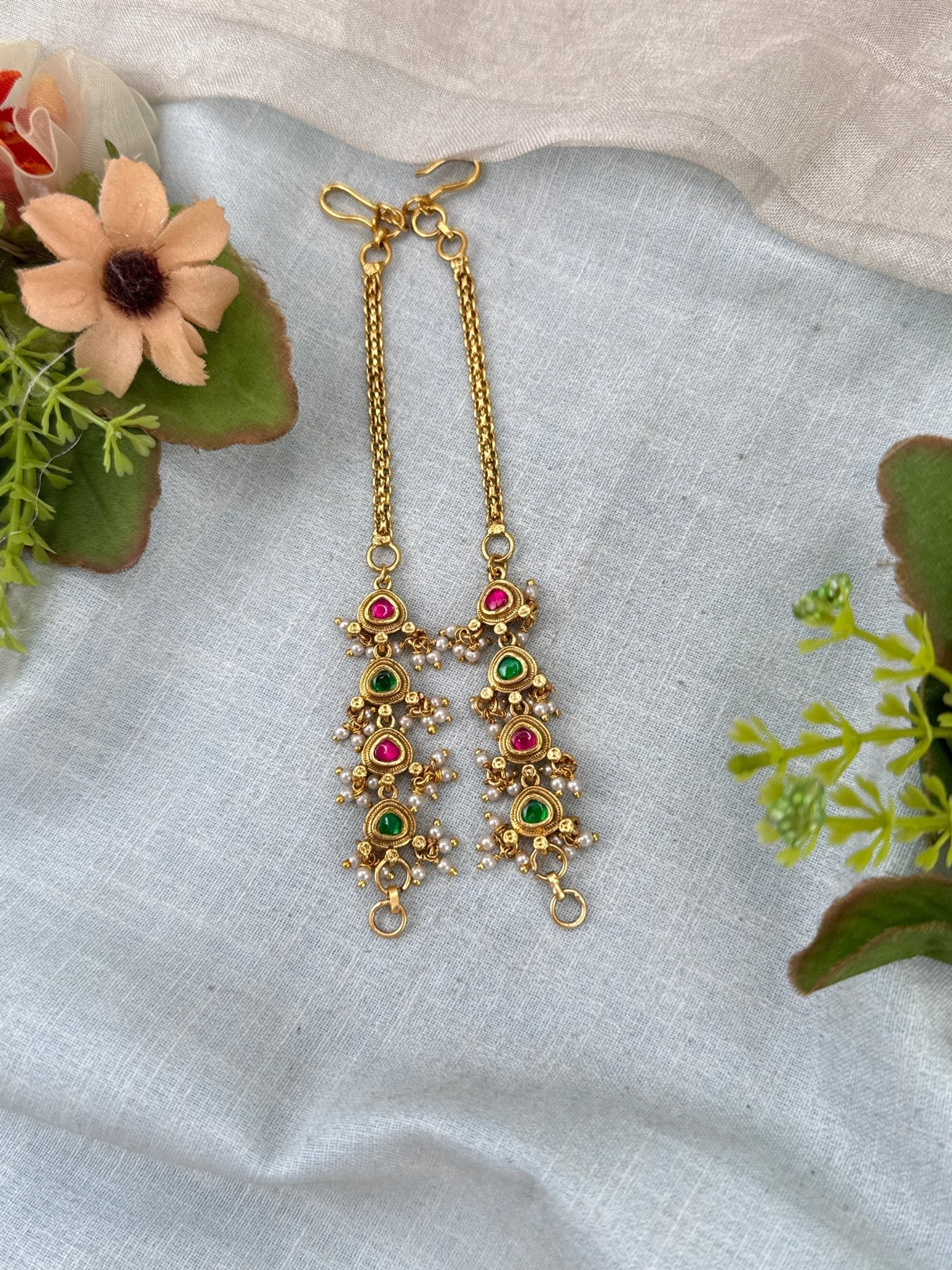 Royal Jadau Kundan Straight Maatal Earchain 485 - Mahilas
