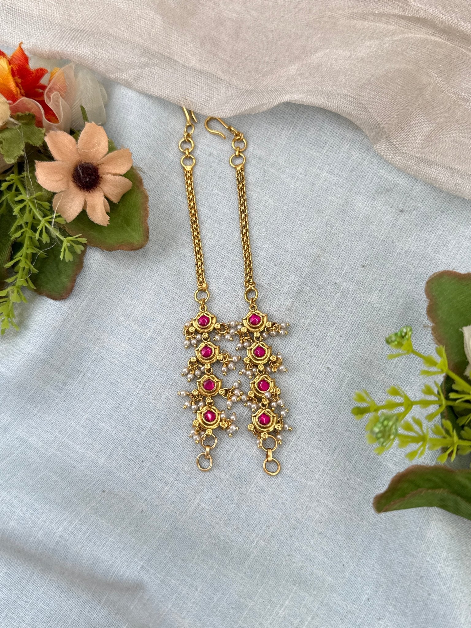 Royal Jadau Kundan Straight Maatal Earchain 490 - Mahilas