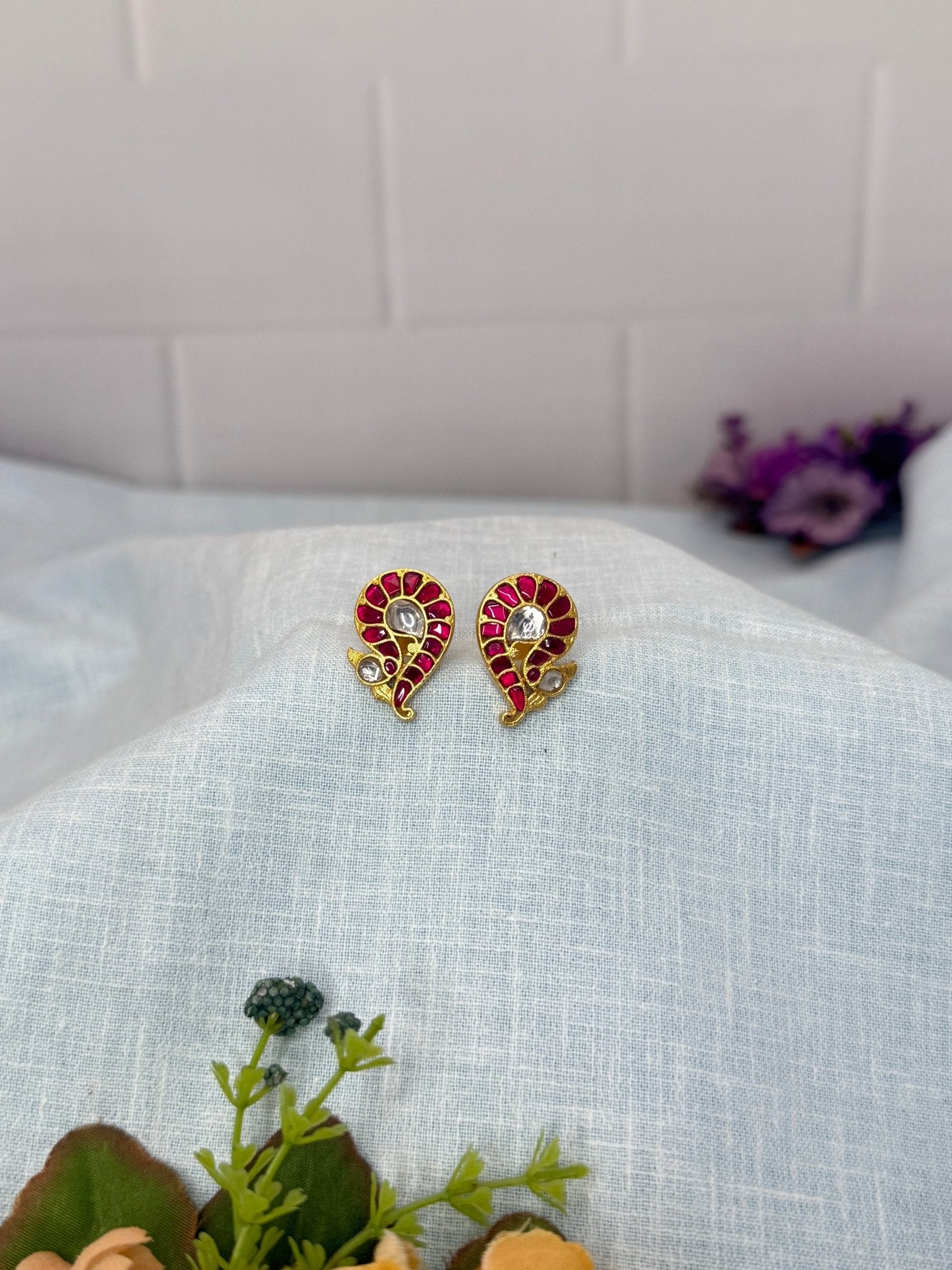 Royal Jadau Kundan Stud Earrings 0277 - Mahilas