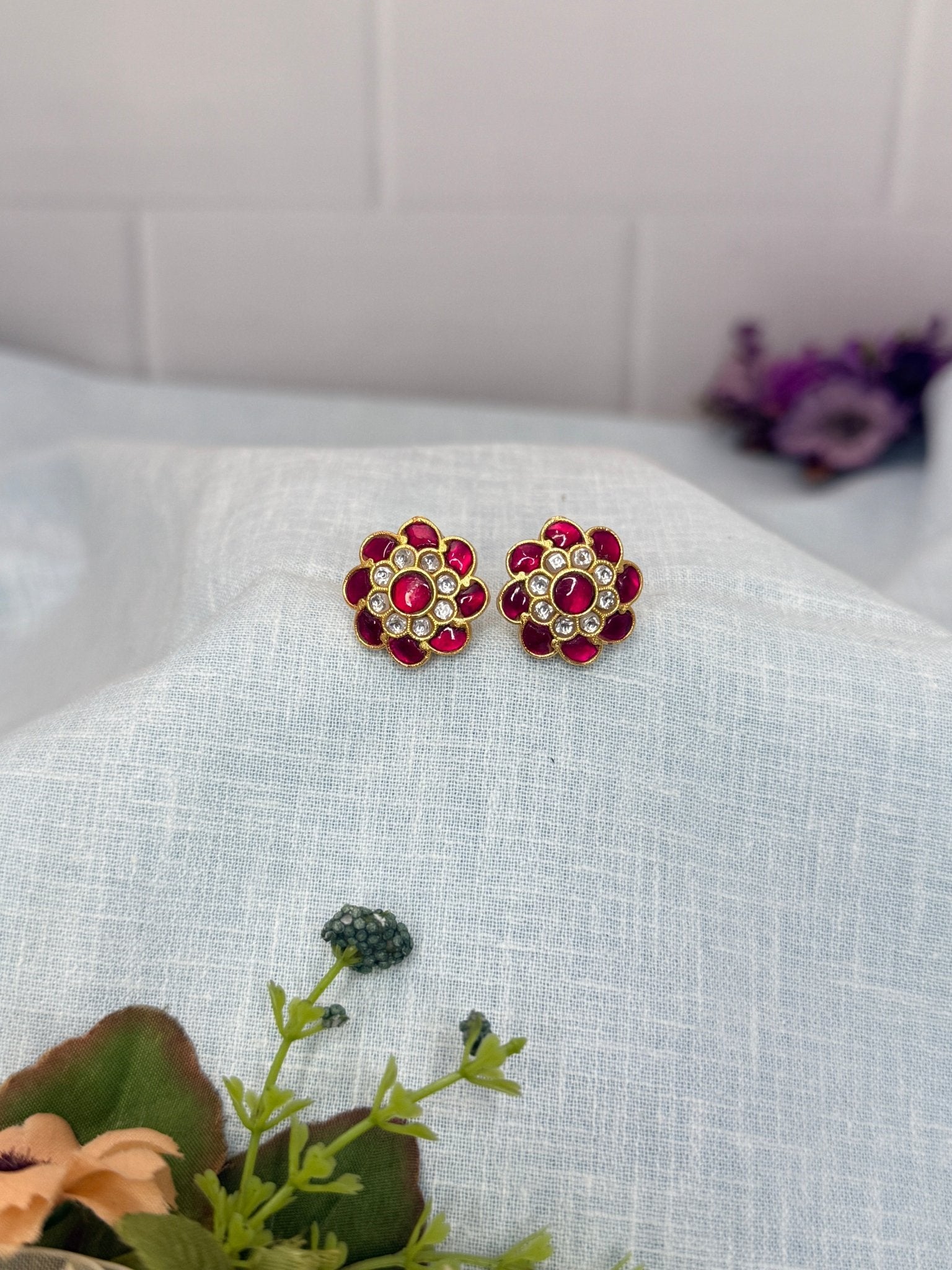 Royal Jadau Kundan Stud Earrings 0278 - Mahilas