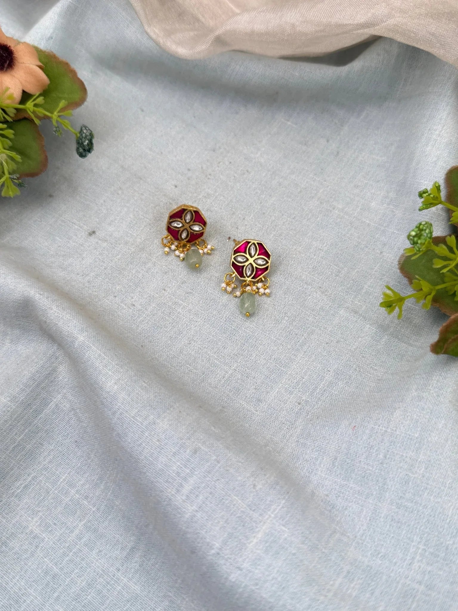 Royal Jadau Kundan Stud Earrings 0566 - Mahilas