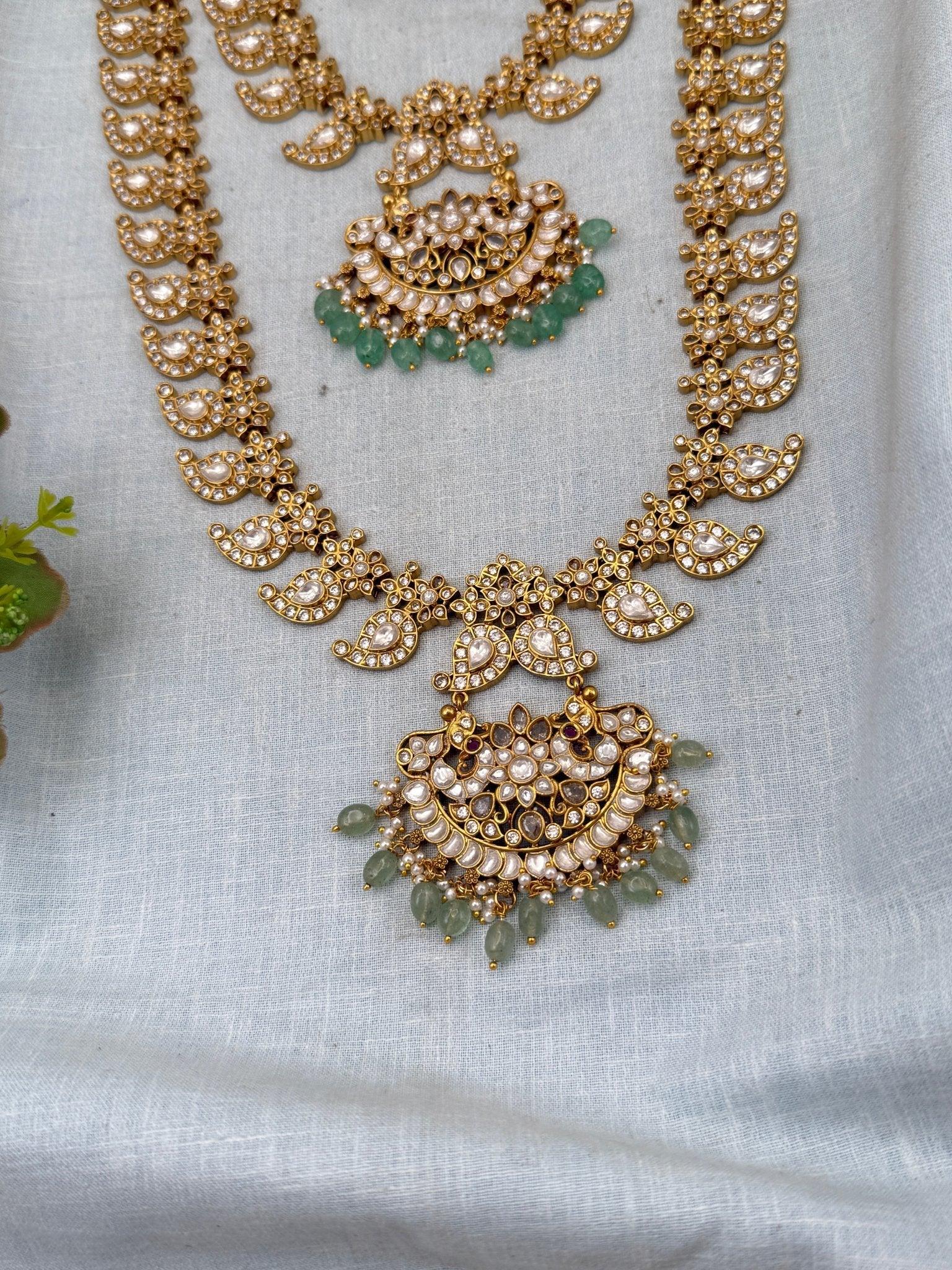 Royal Kundan Mango Semi Bridal Necklace Set 584 - Mahilas