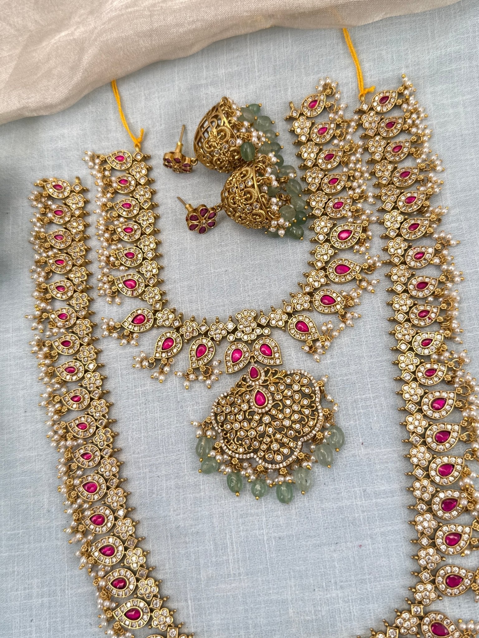 Royal Kundan Mango Semi Bridal Necklace Set 631 - Mahilas