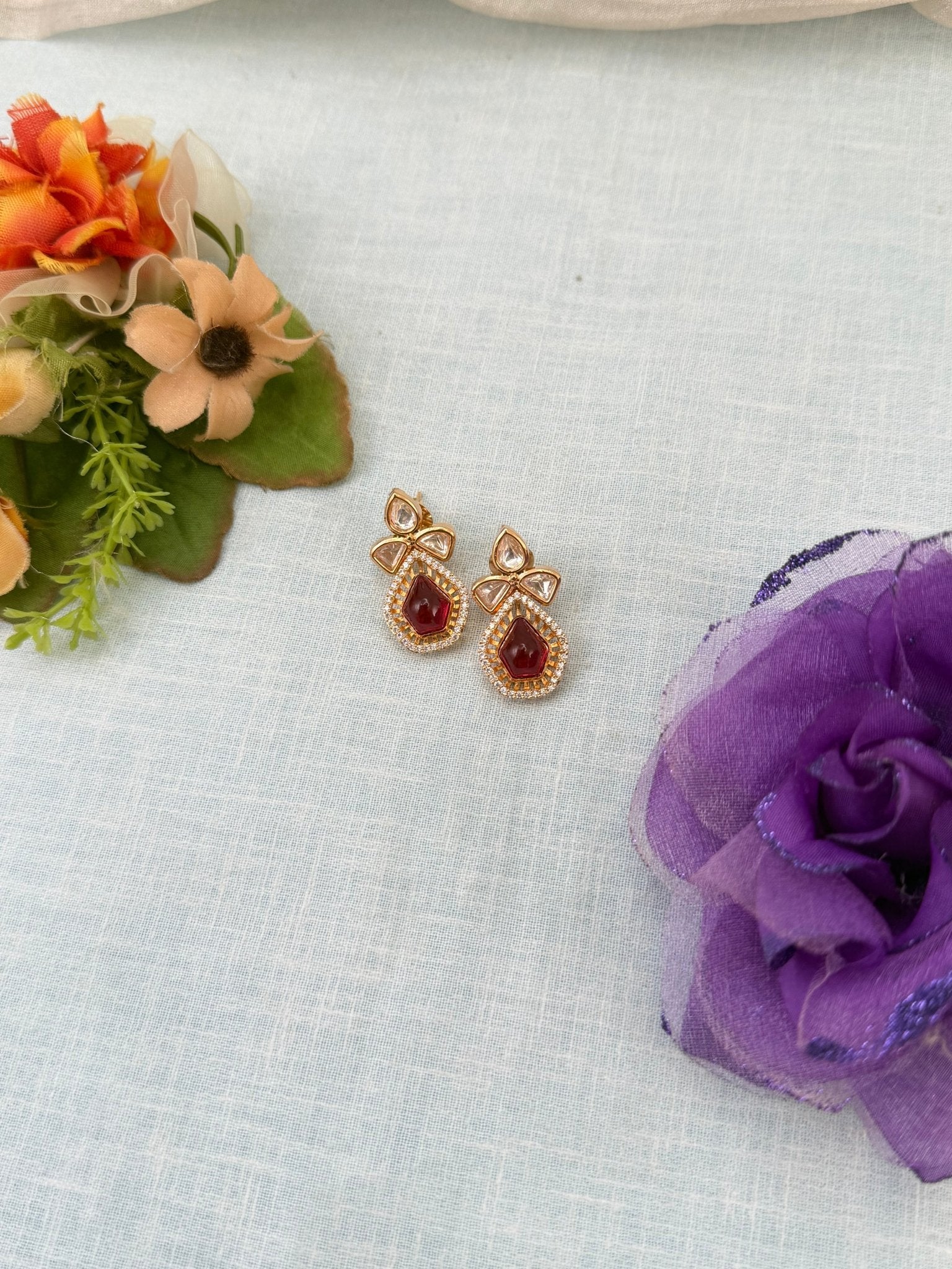 Royal Kundan Stud Earrings 0247 - Mahilas