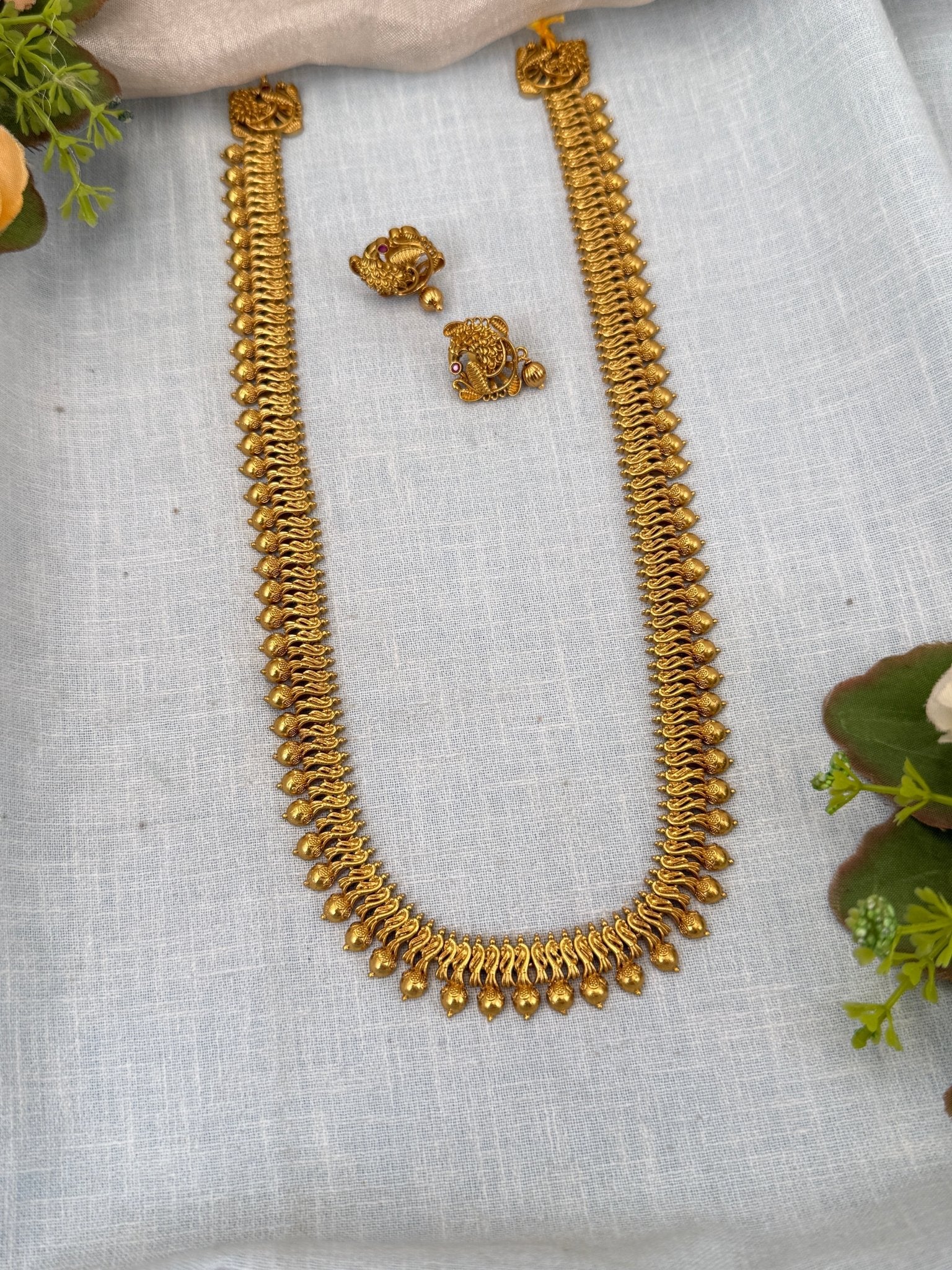Royal Layer Antique Long Necklace Set 0435 - Mahilas