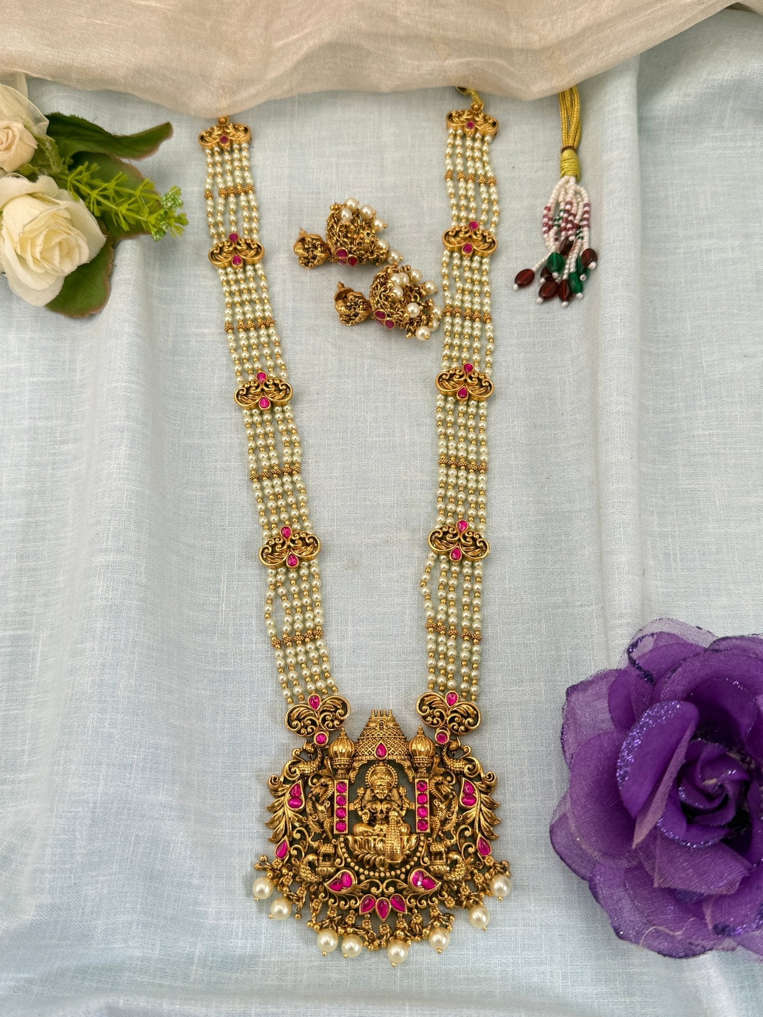 Royal Layer Antique Pendant Long Necklace Set 0601 - Mahilas