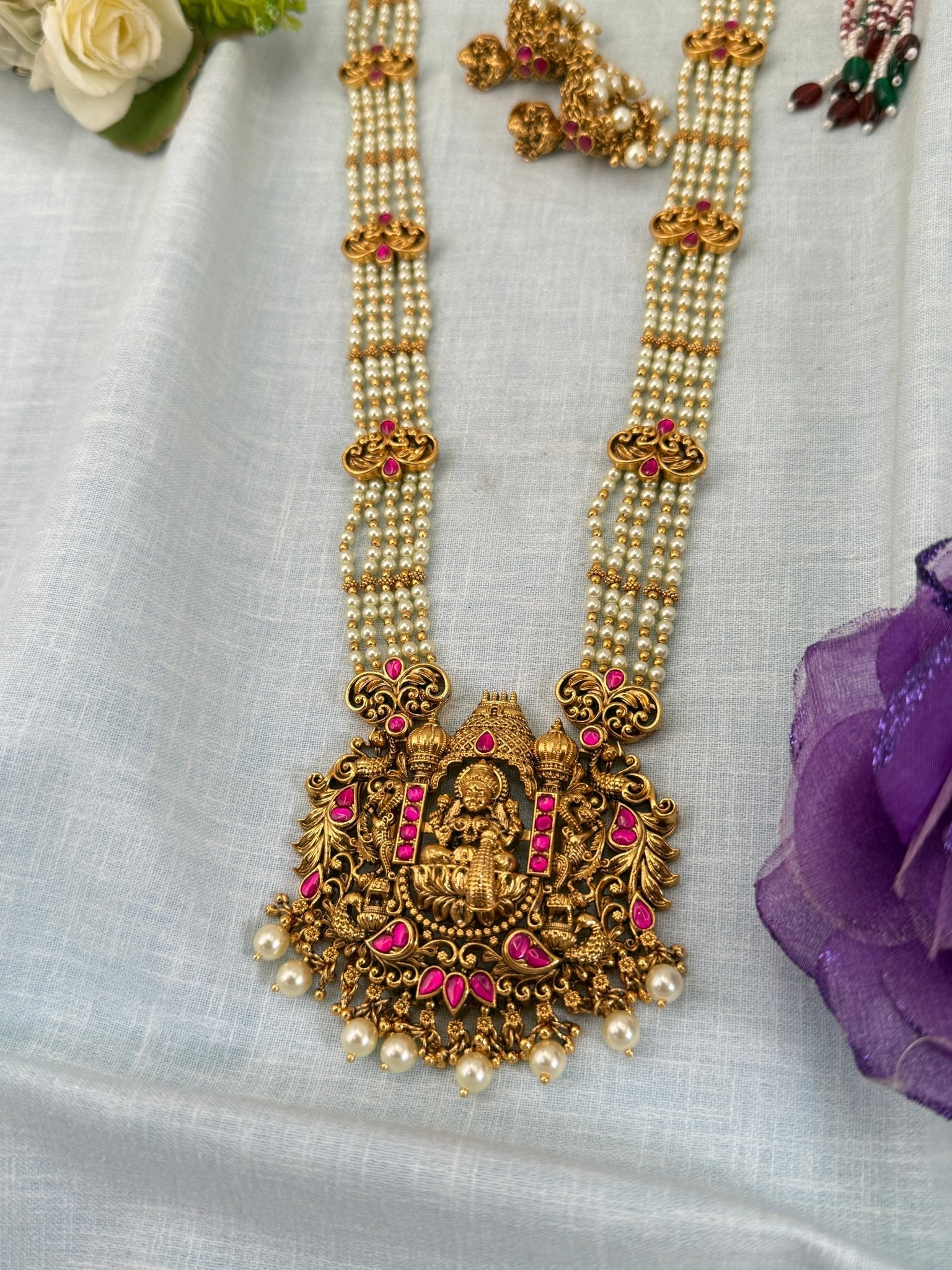 Royal Layer Antique Pendant Long Necklace Set 0601 - Mahilas