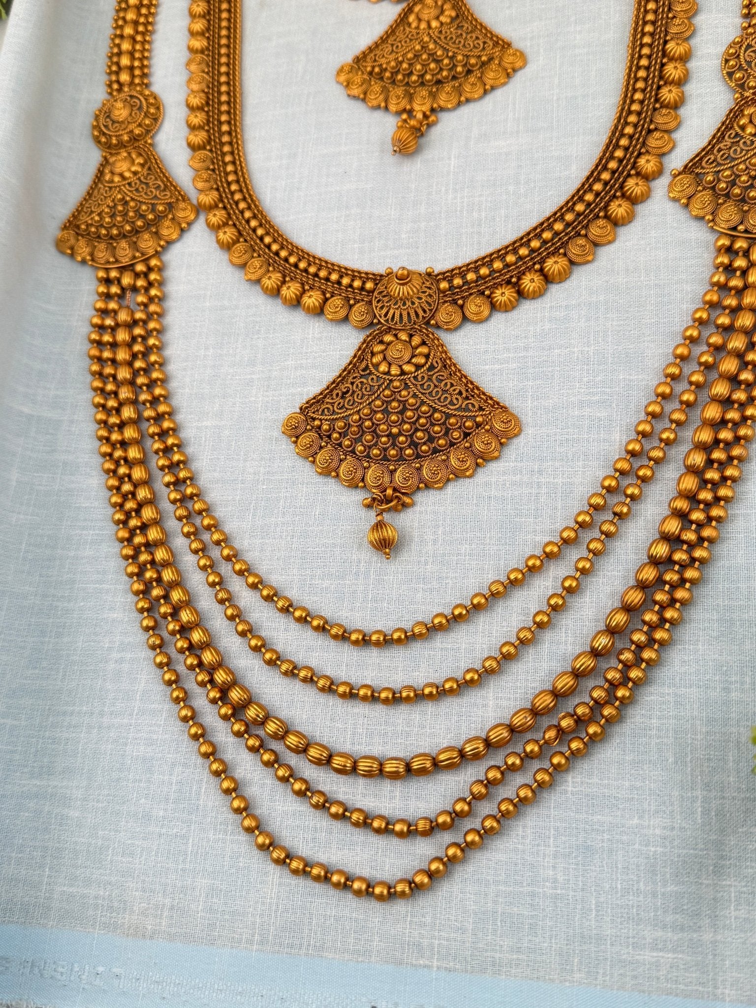 Royal Matte Antique Bridal Necklace Set 0597 - Mahilas