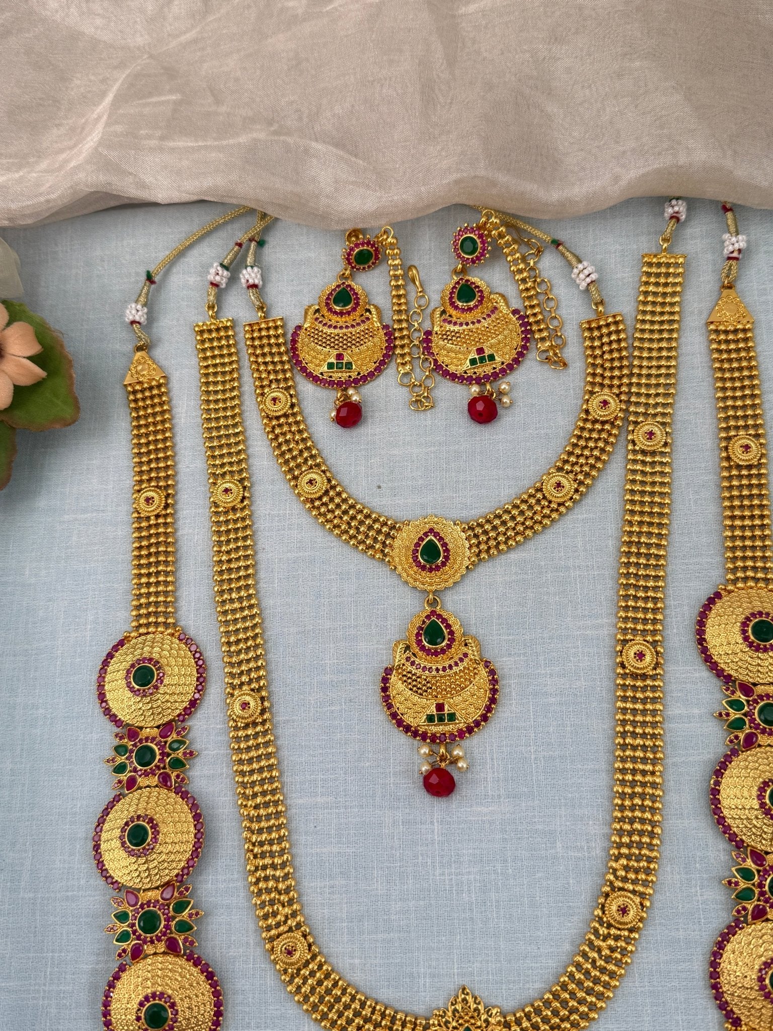 Royal Matte Antique Bridal Necklace Set 0598 - Mahilas