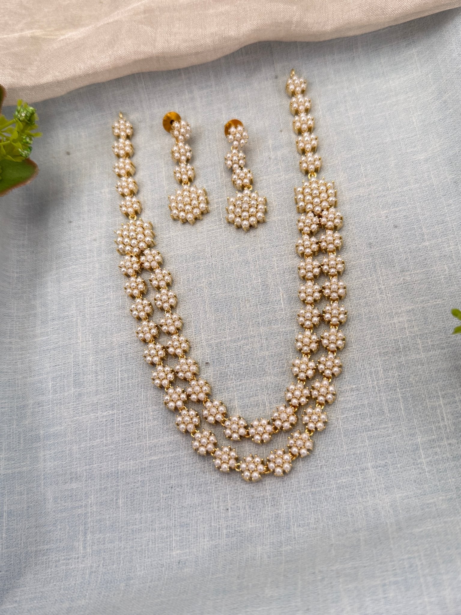 Royal Pearl Stone Short Necklace Set 705 - Mahilas
