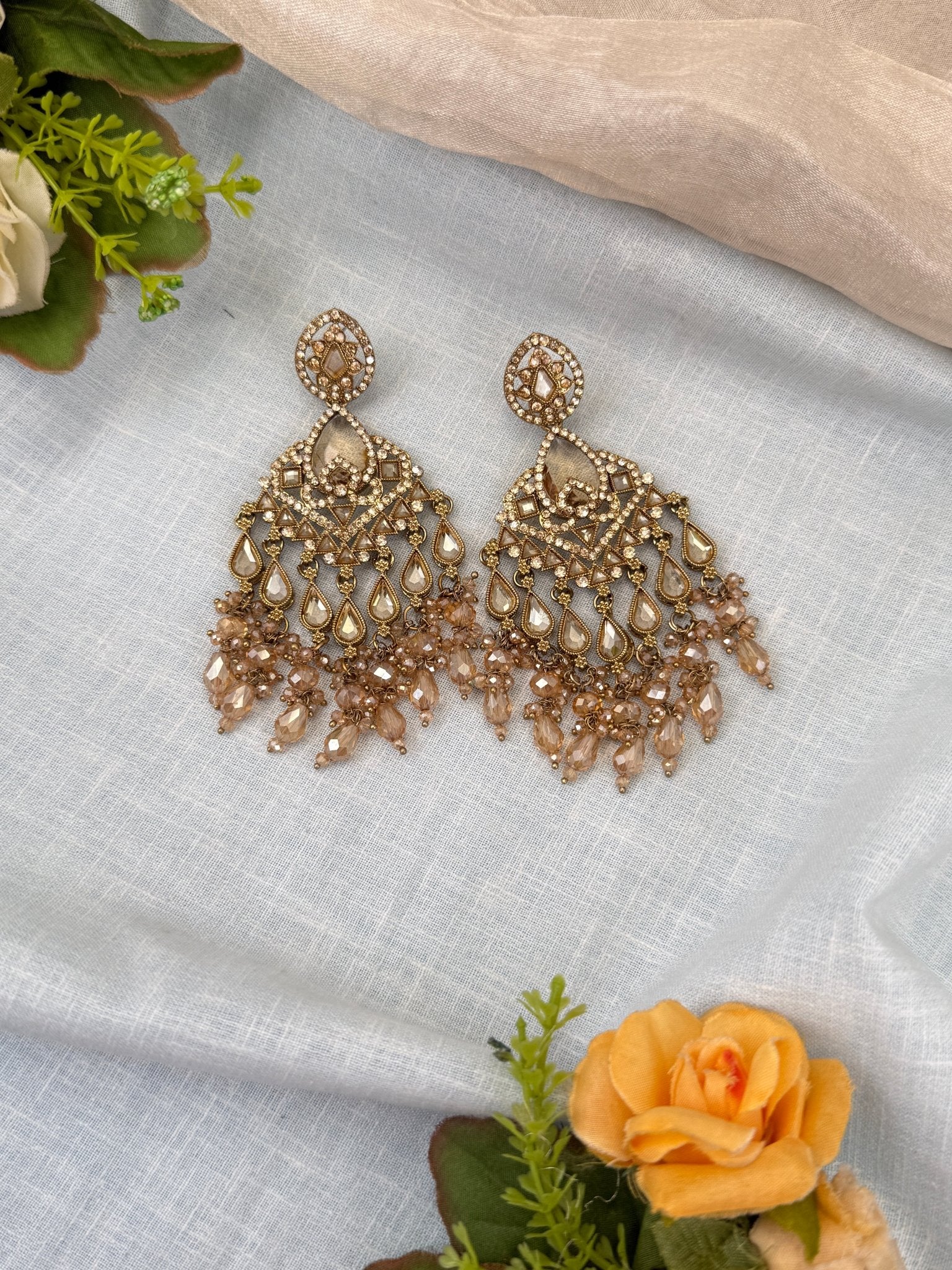 Royal Polki Stone Chandbali Earrings 0193 - Mahilas