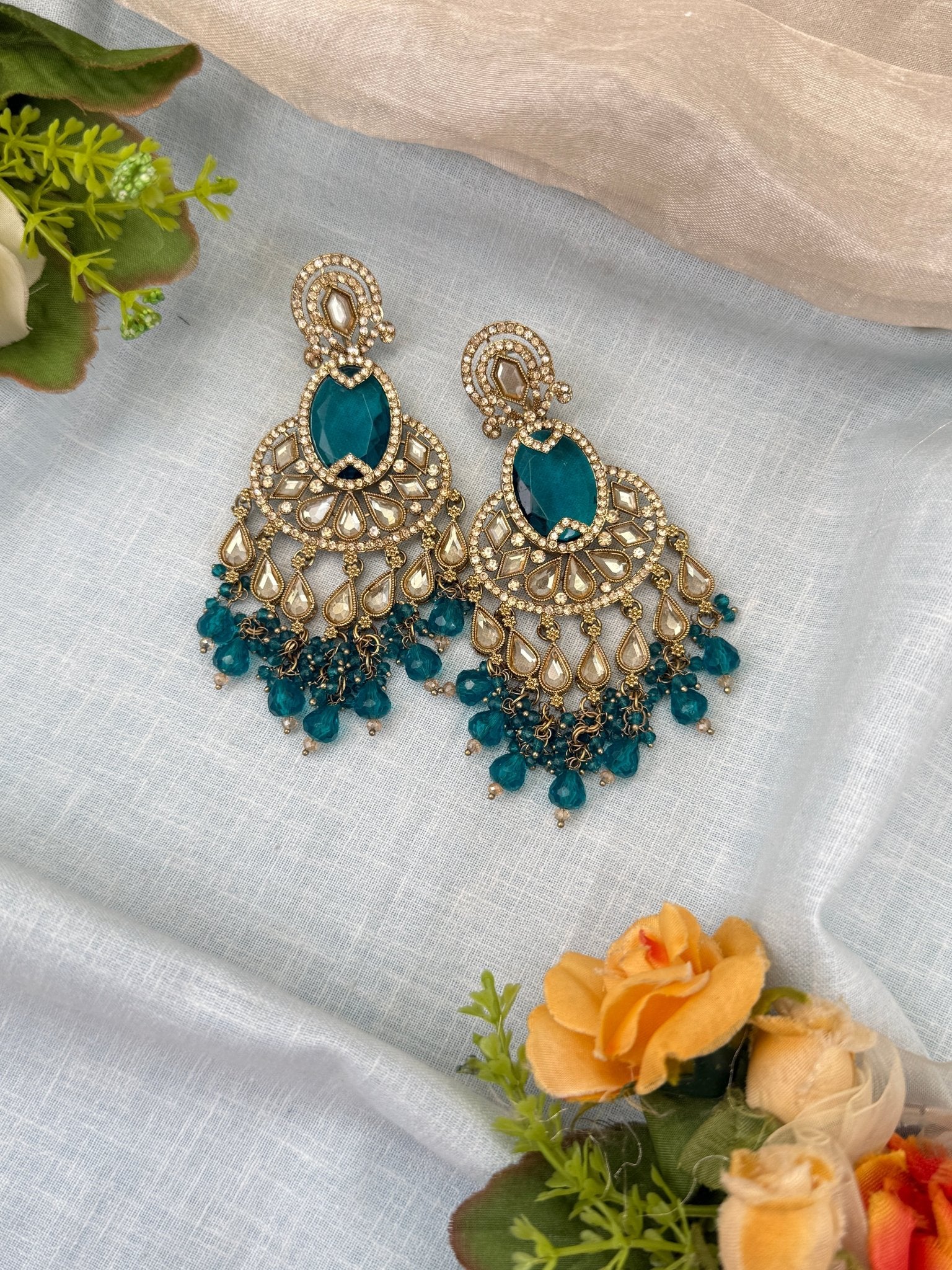 Royal Polki Stone Chandbali Earrings 0202 - Mahilas