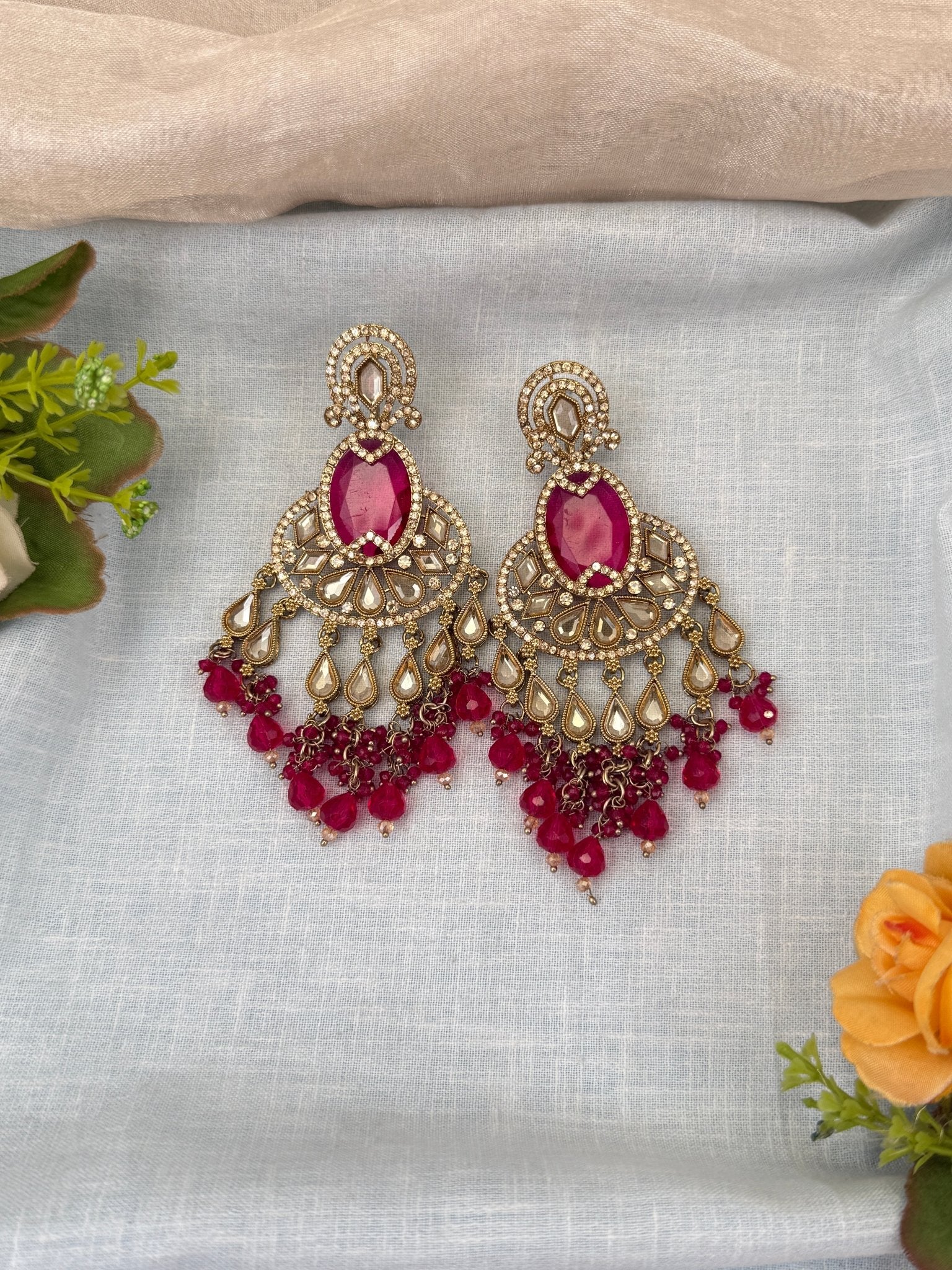 Royal Polki Stone Chandbali Earrings 0207 - Mahilas