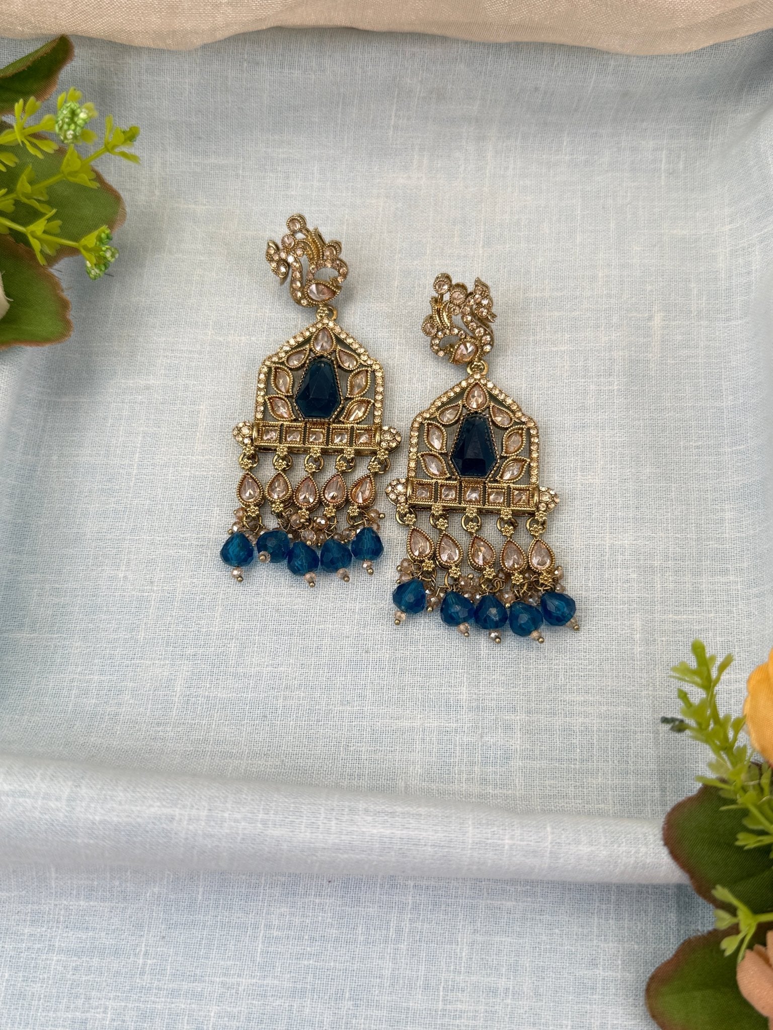 Royal Polki Stone Chandbali Earrings 0222 - Mahilas