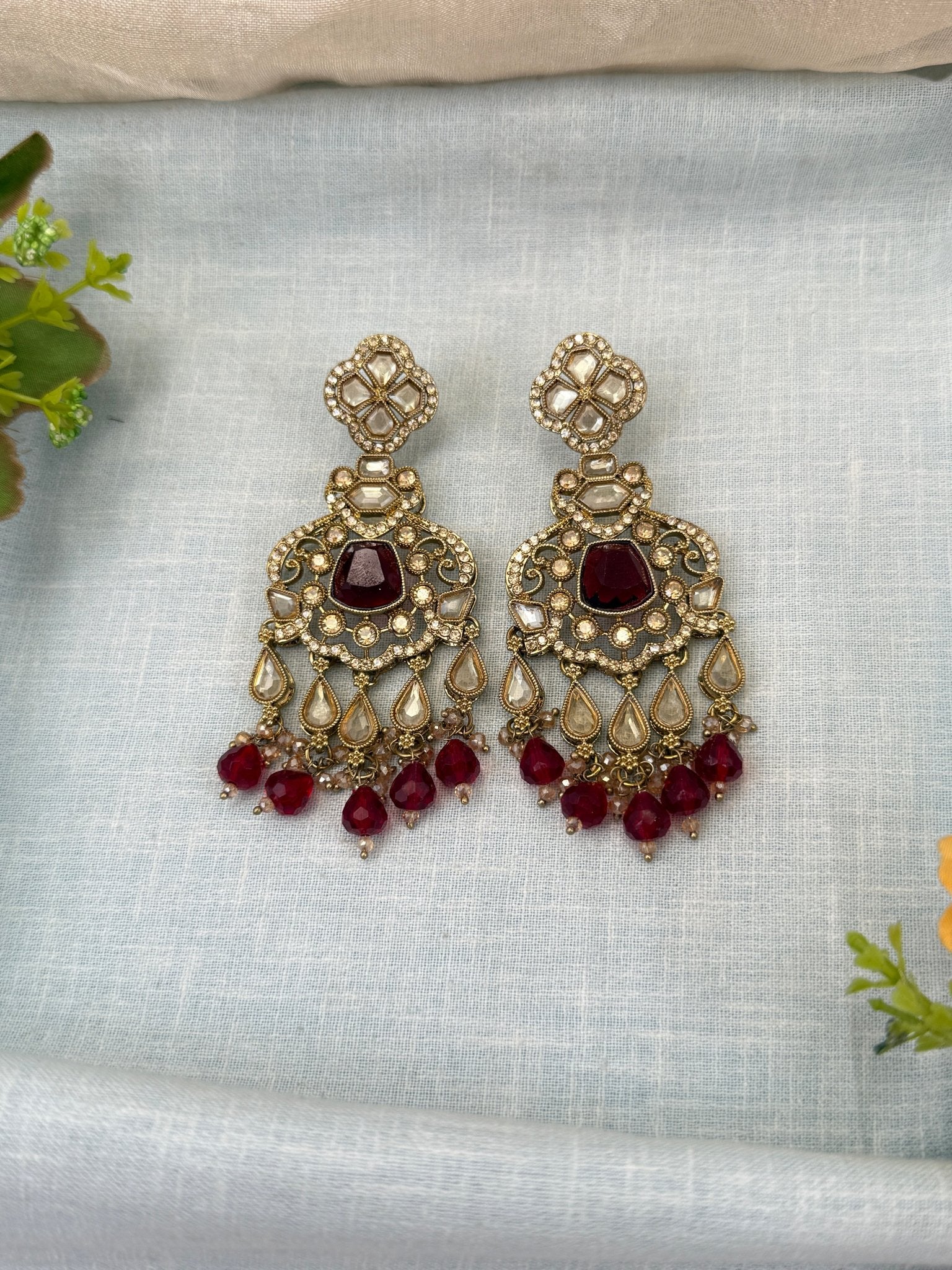 Royal Polki Stone Chandbali Earrings 0231 - Mahilas