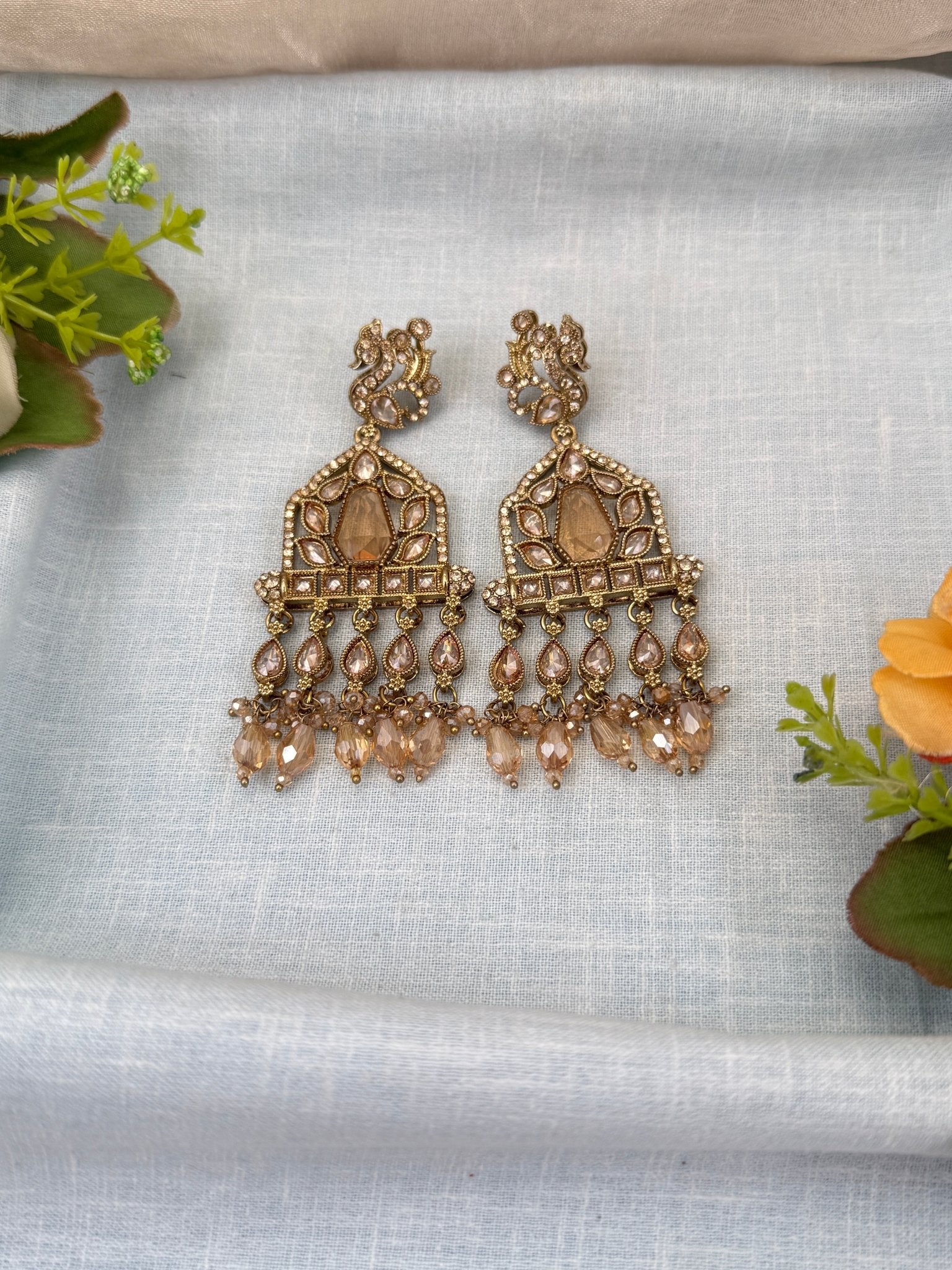 Royal Polki Stone Chandbali Earrings 0237 - Mahilas