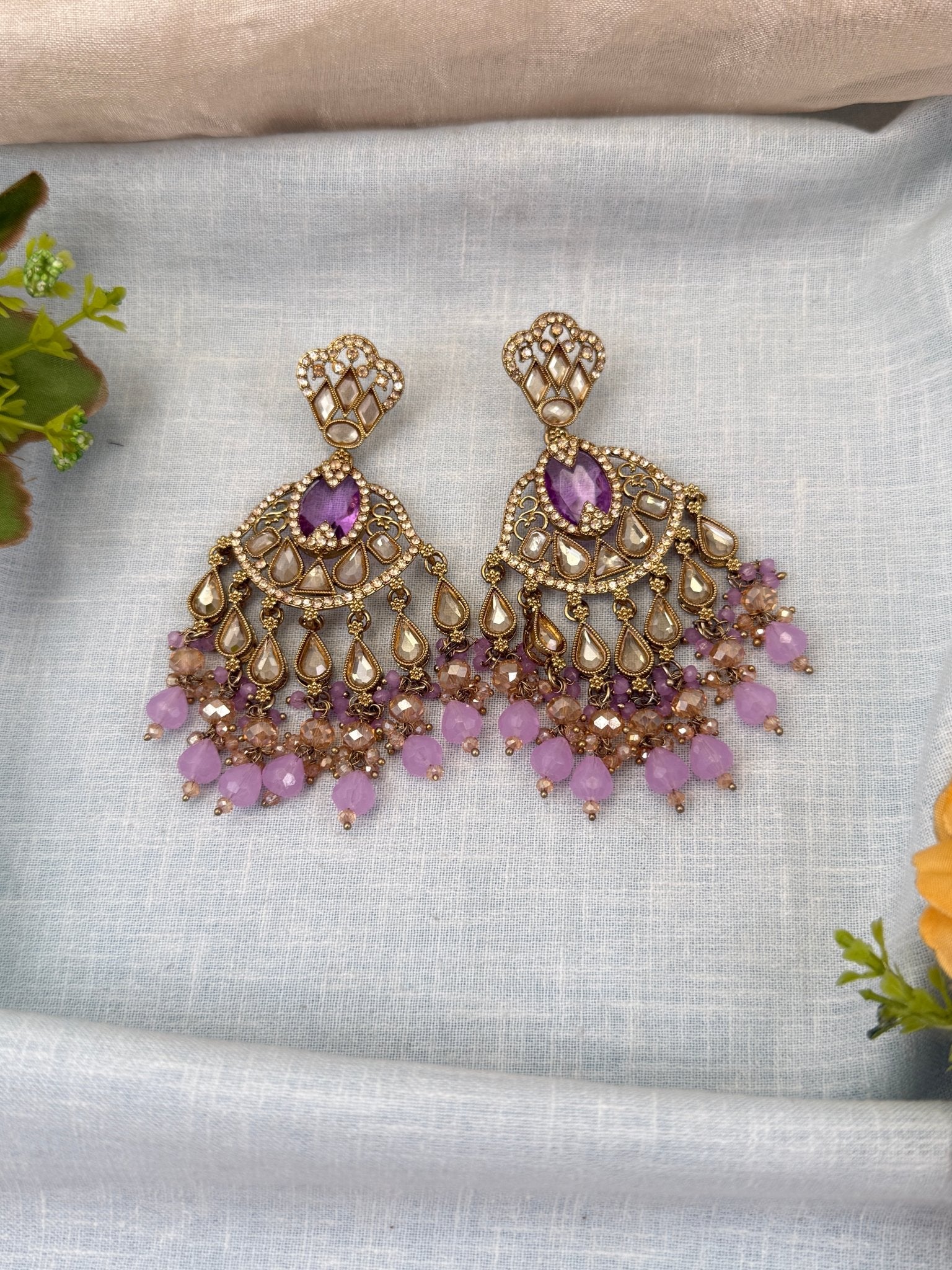 Royal Polki Stone Chandbali Earrings 0246 - Mahilas